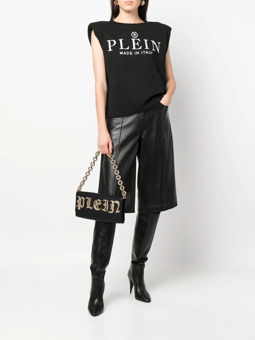 embroidered-logo padded shoulder tank top - 2