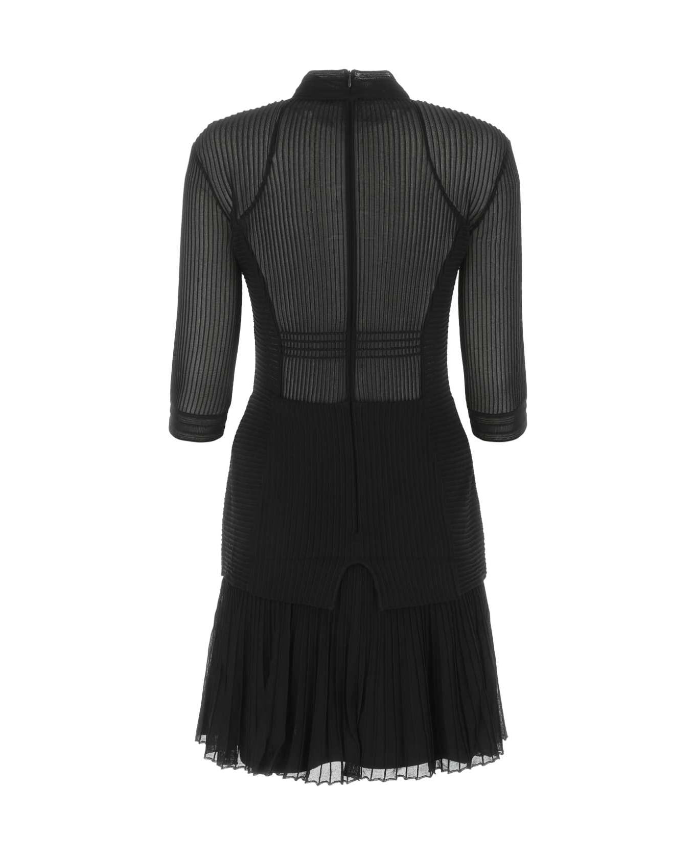 Black Stretch Viscose Blend Mini Dress - 2