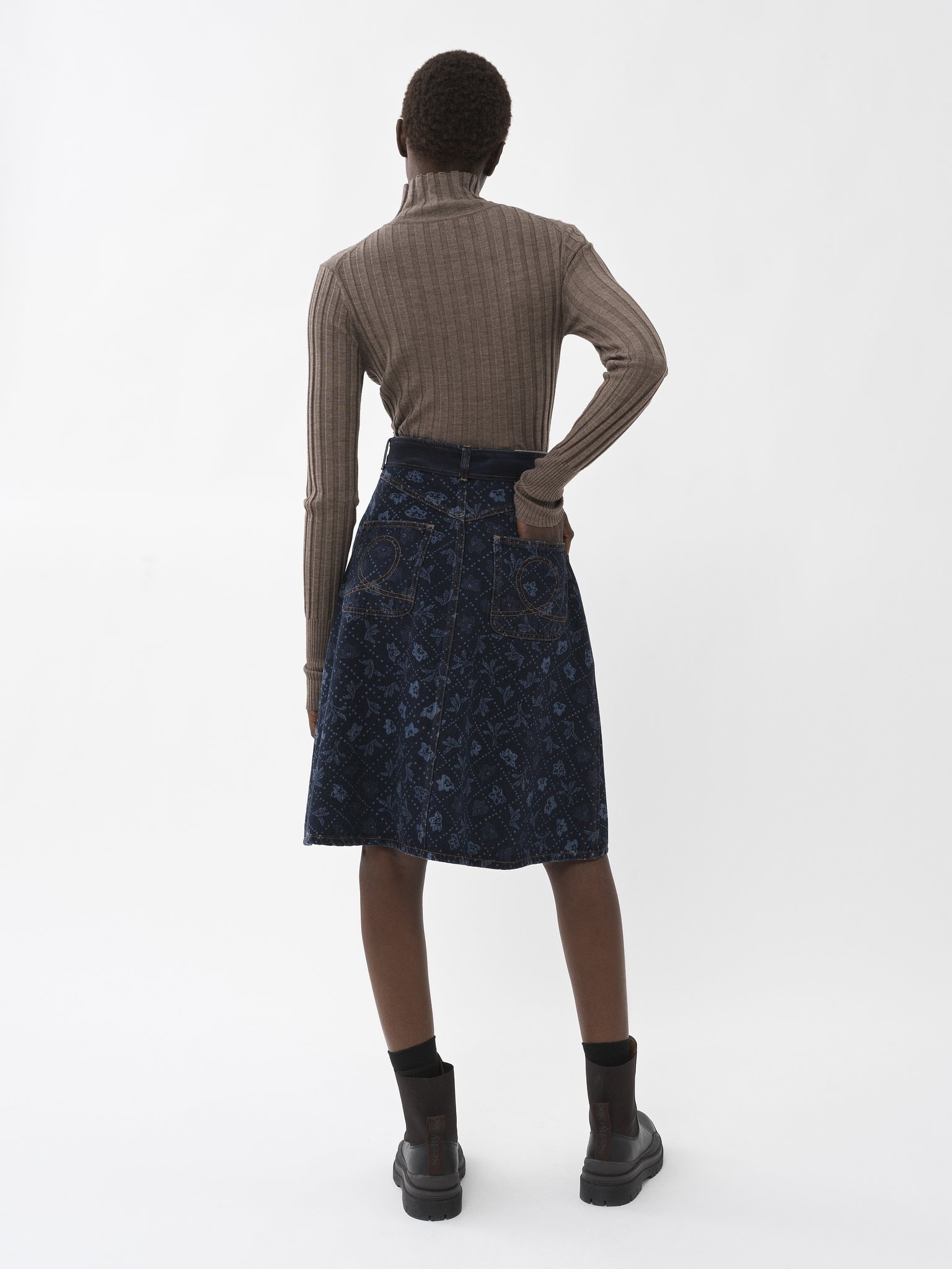 PRINTED DENIM SKIRT - 4