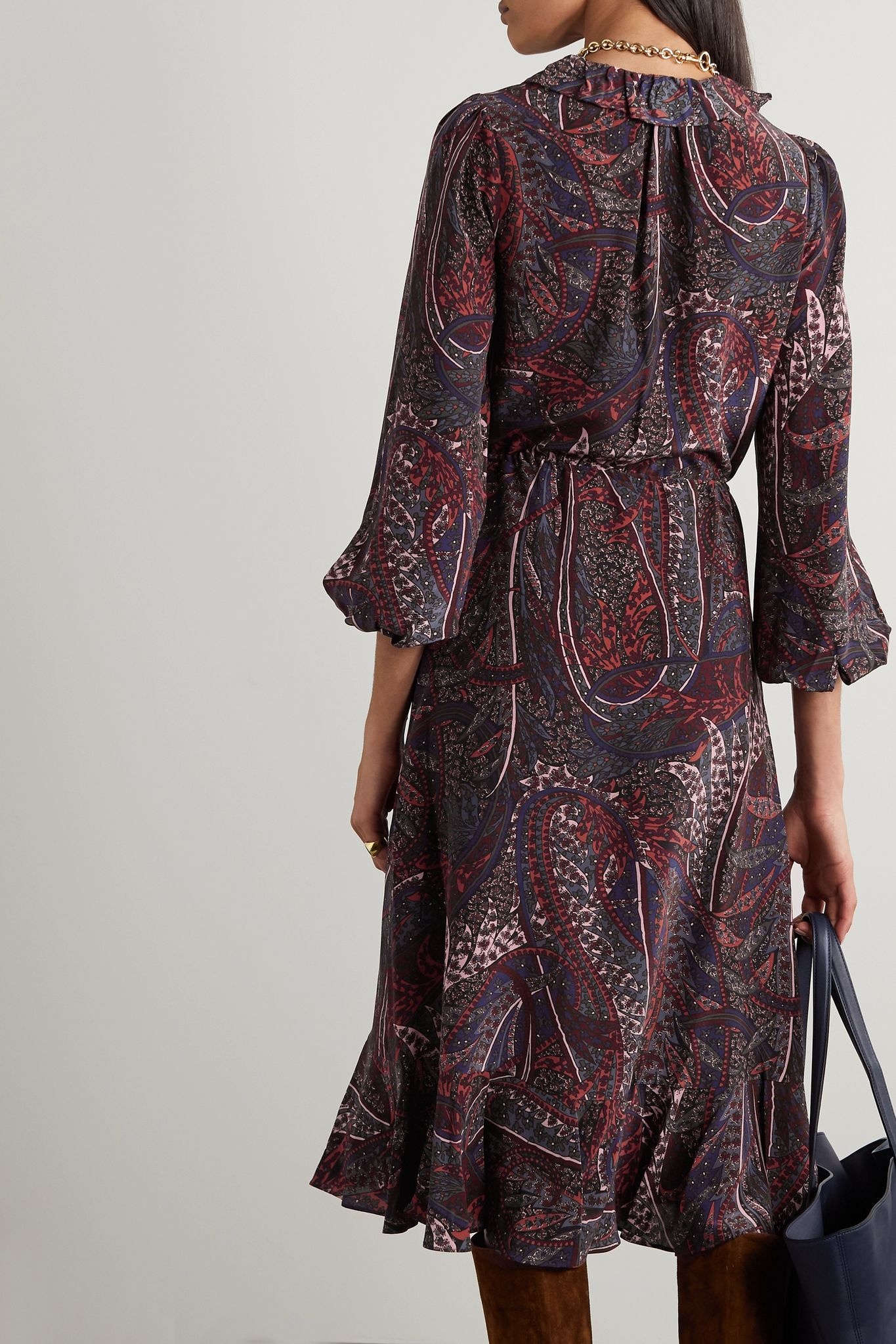 Pryska ruffled paisley-print chiffon midi dress - 3