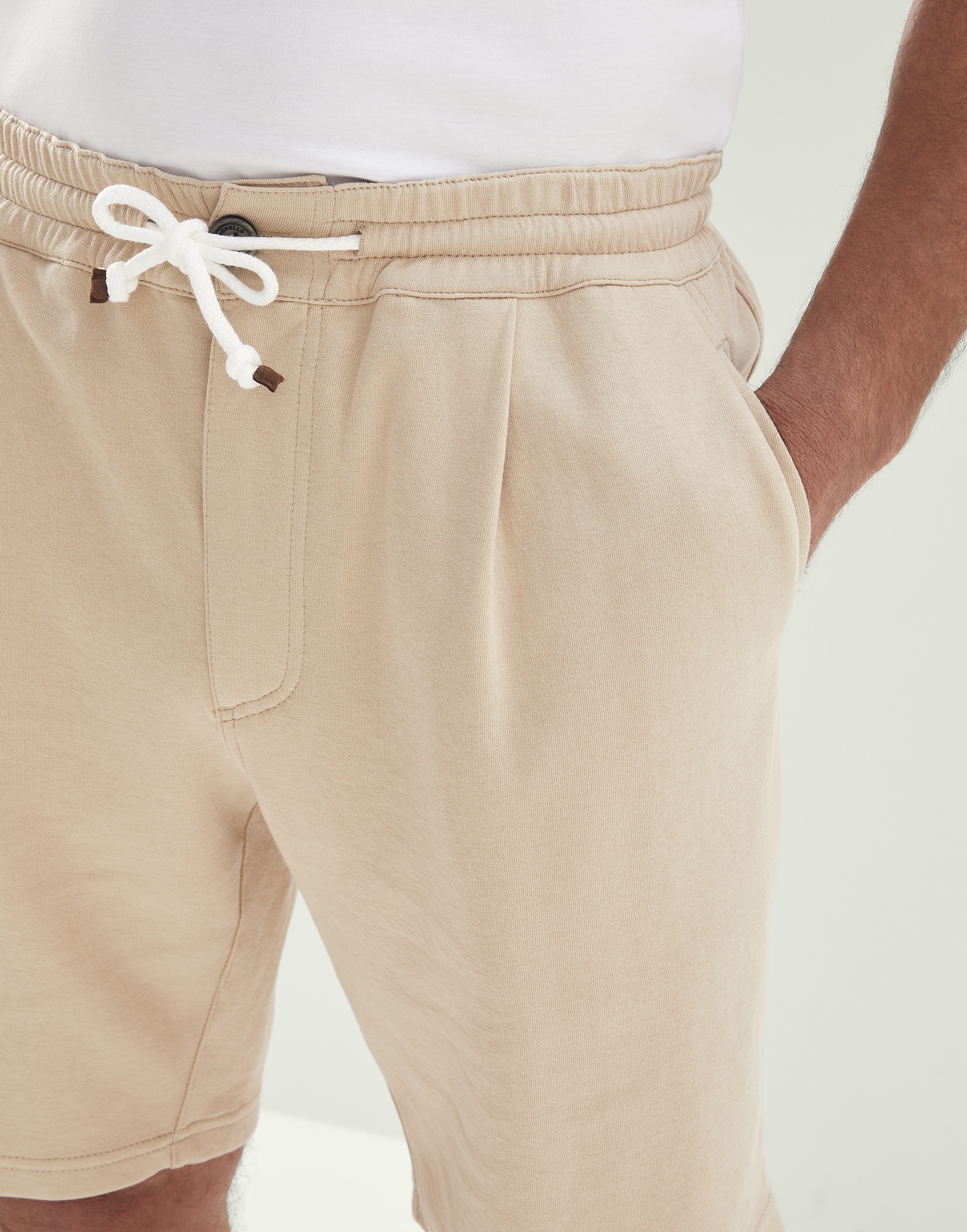 Techno cotton French terry Bermuda shorts with pleats - 3