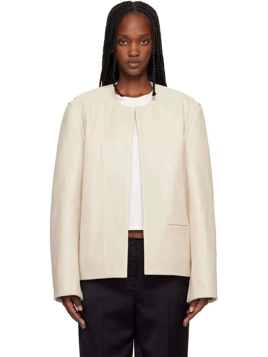 Off-White Minimal Leather Biker Jacket - 1