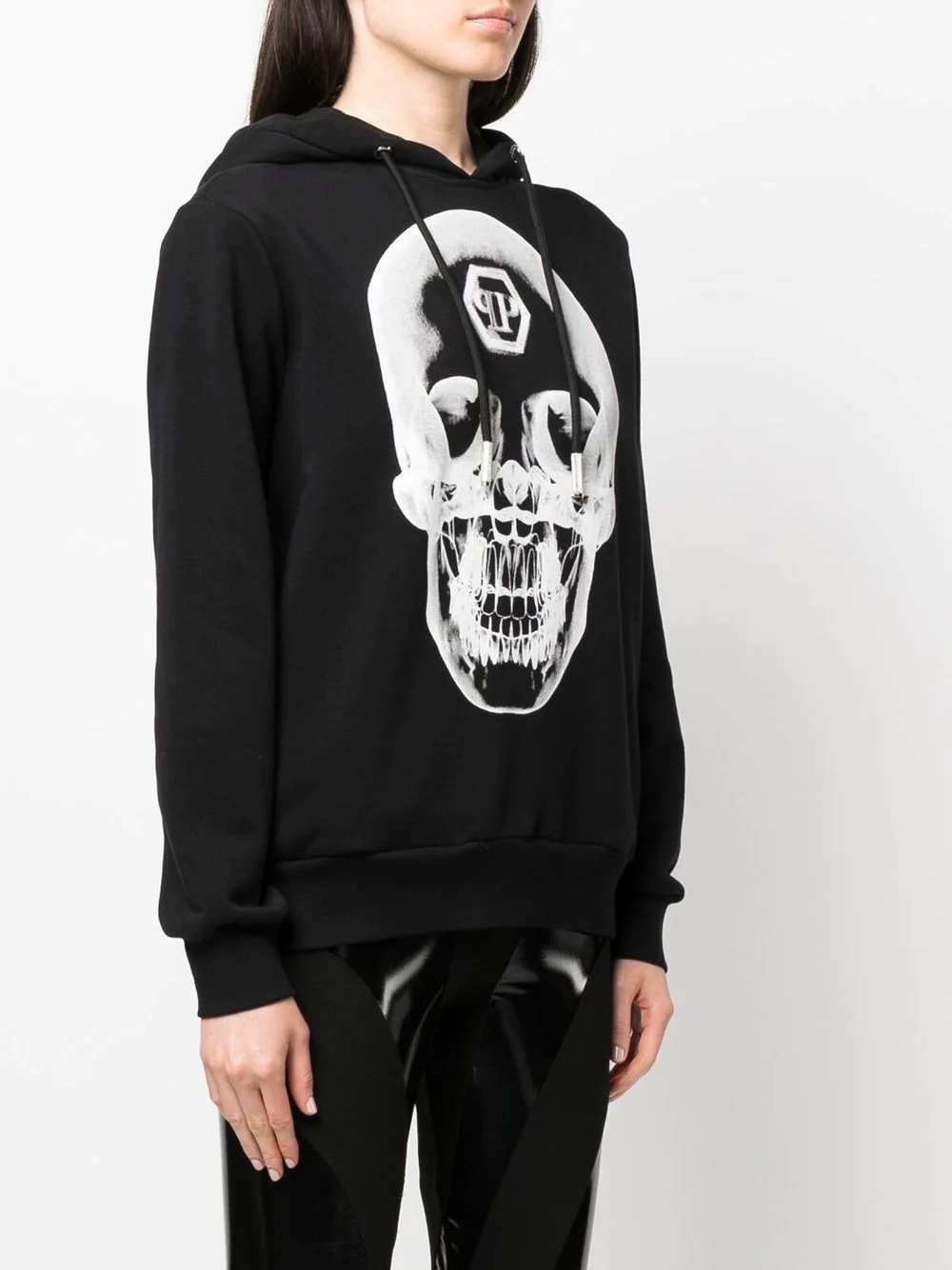 skull-print cotton hoodie - 3