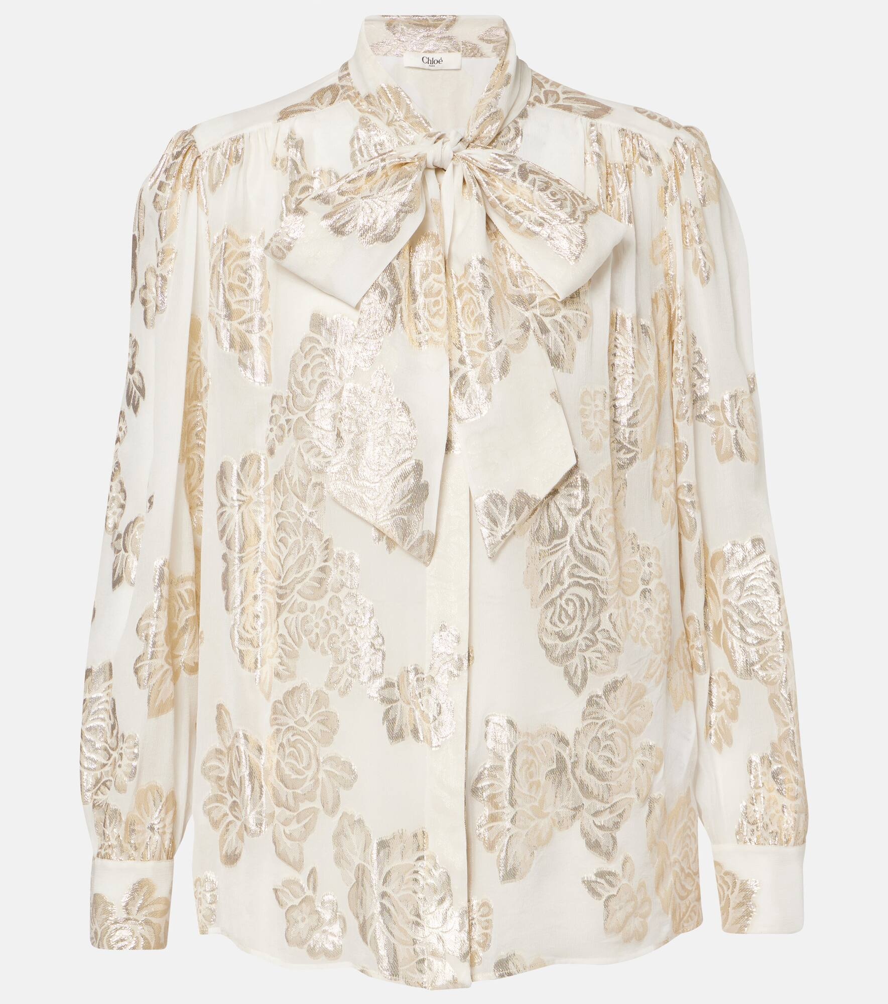 Floral fil coupé silk-blend lamé blouse - 1