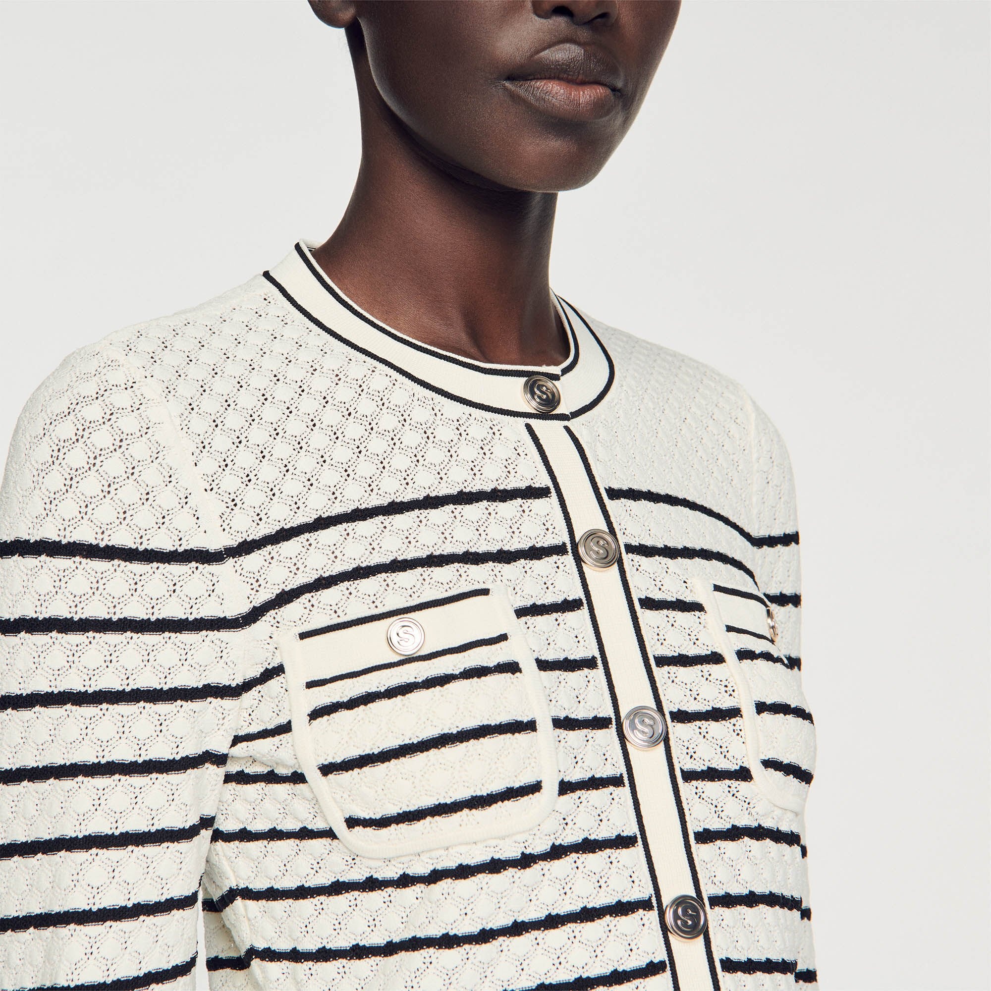 STRIPED CROPPED COATIGAN - 4