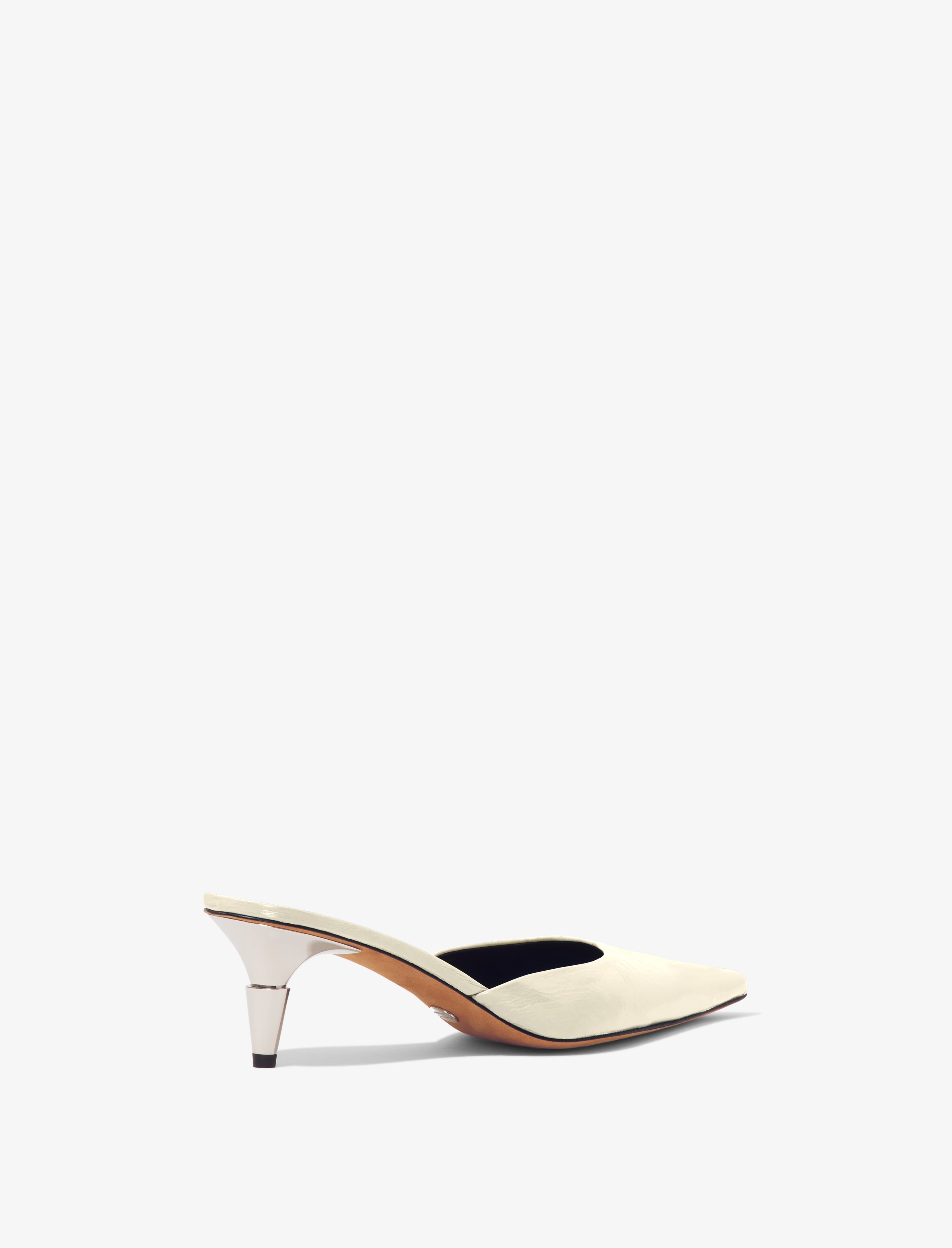 Spike Mules in Crinkled Patent Leather - 3