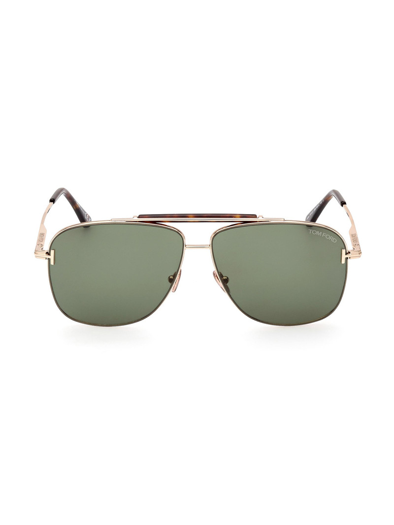 Men's Jaden 60MM Navigator Sunglasses - Rose Gold Green 1