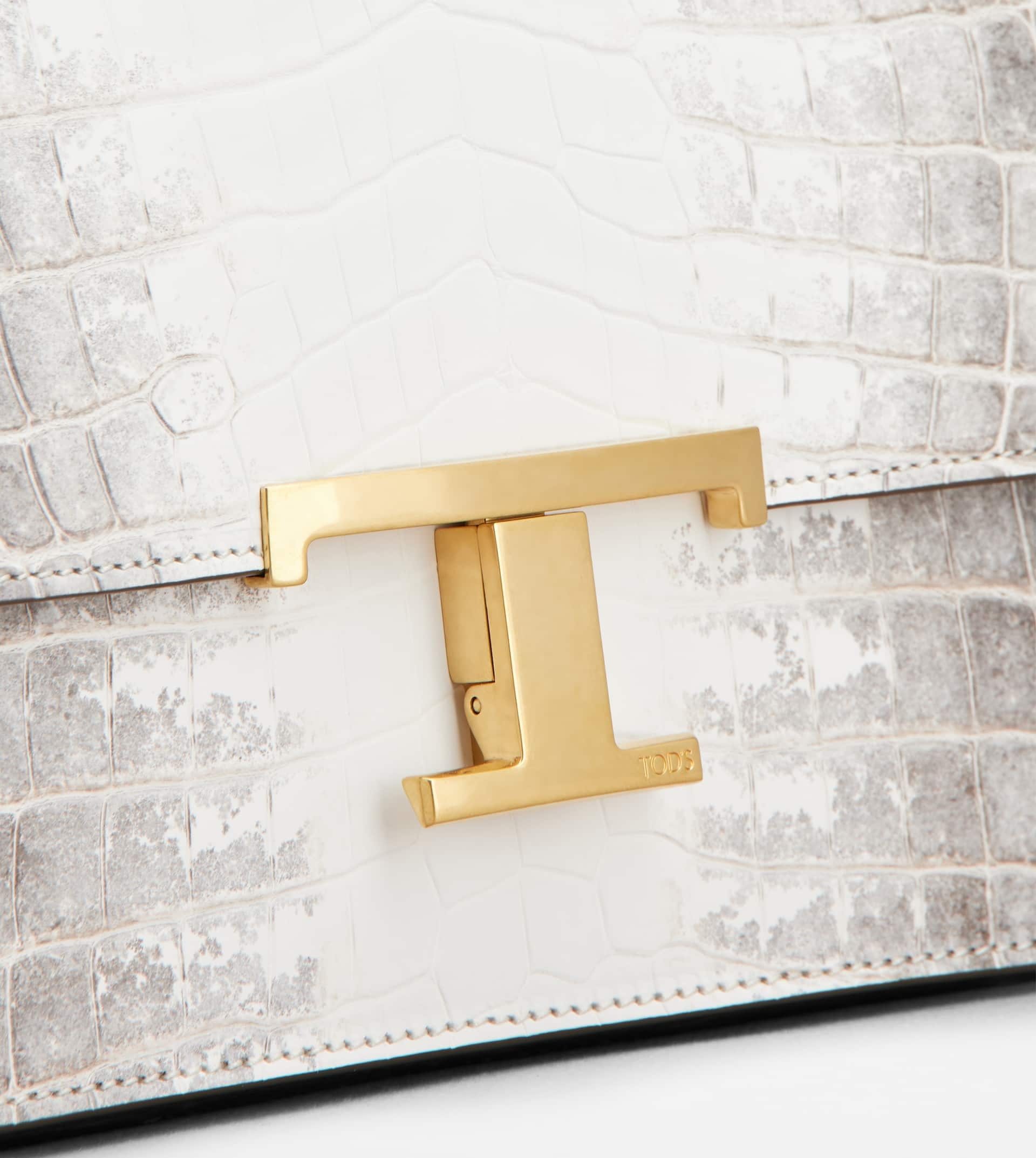 T TIMELESS CROSSBODY BAG IN CROCODILE MINI - WHITE, GREY - 5