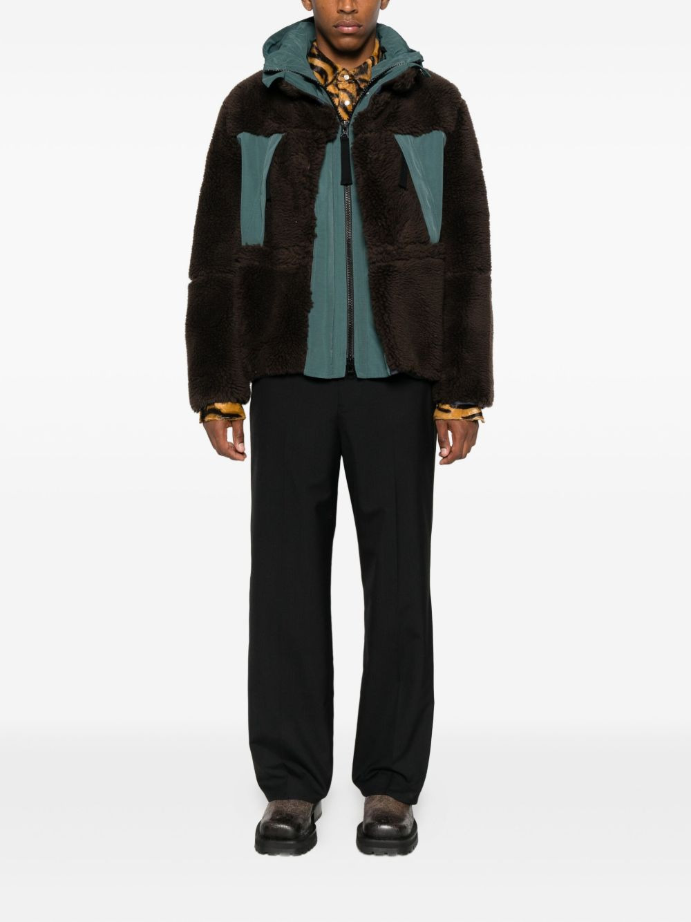 faux-shearling panelled jacket - 2