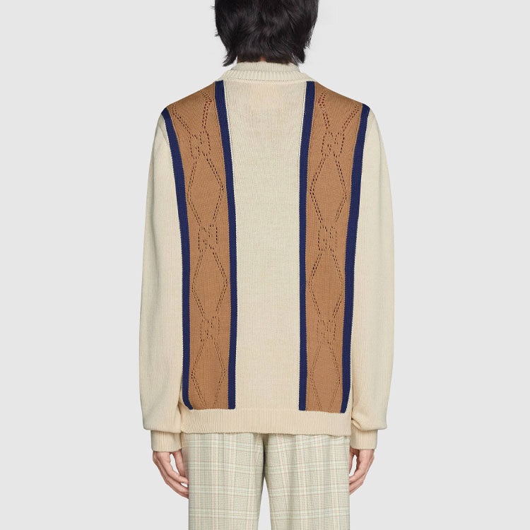 Gucci Striped V-Neck Cardigan 'Beige Brown' 655105-XKBWE-9275 - 3