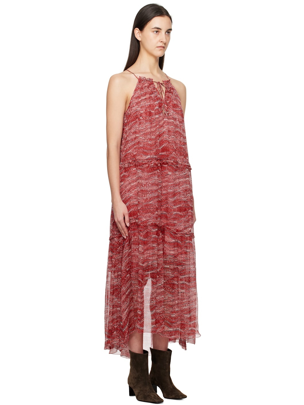 Red Alita Chiffon Maxi Dress - 2