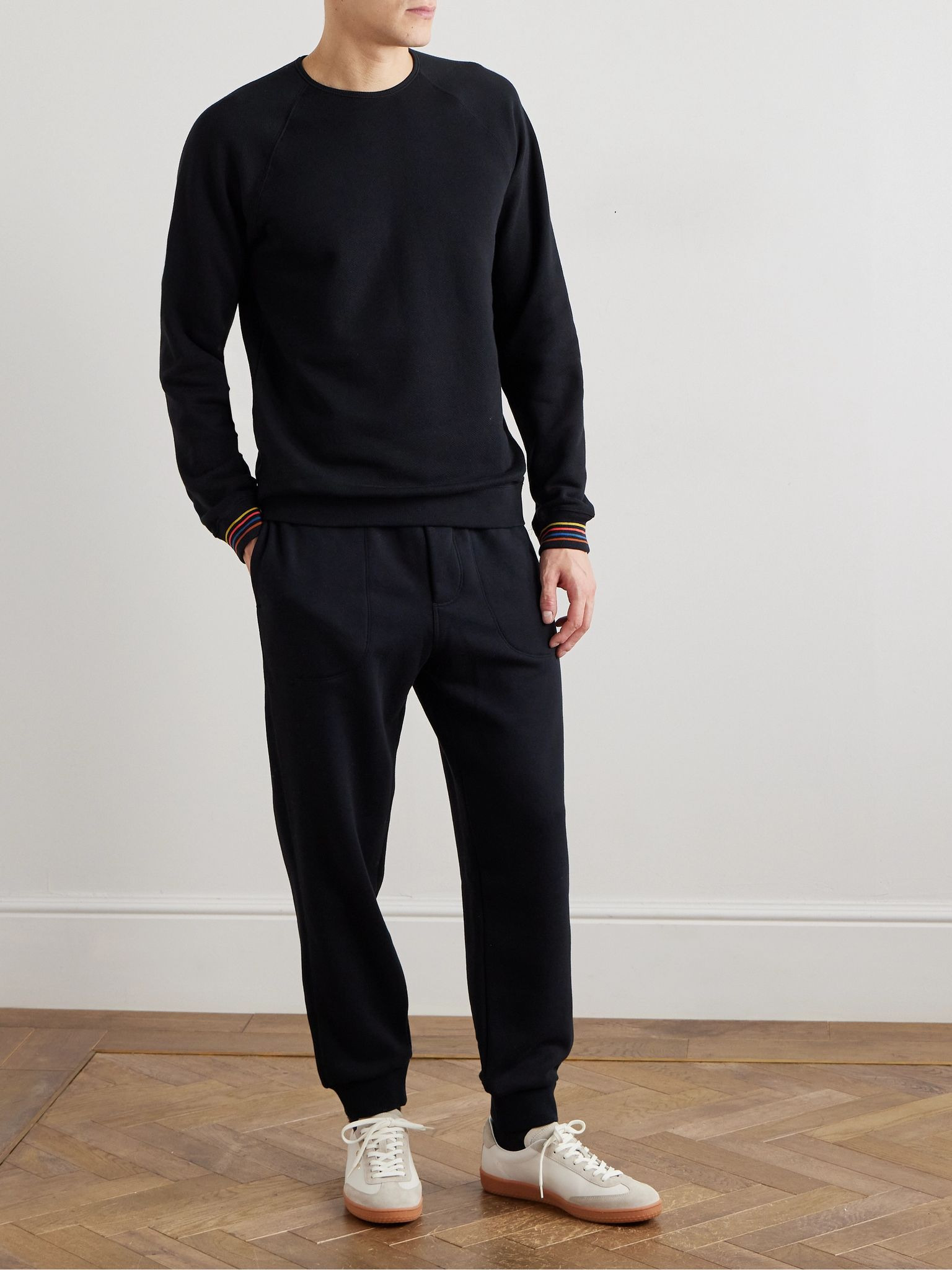 Striped Cotton-Jersey Sweatshirt Black - 2