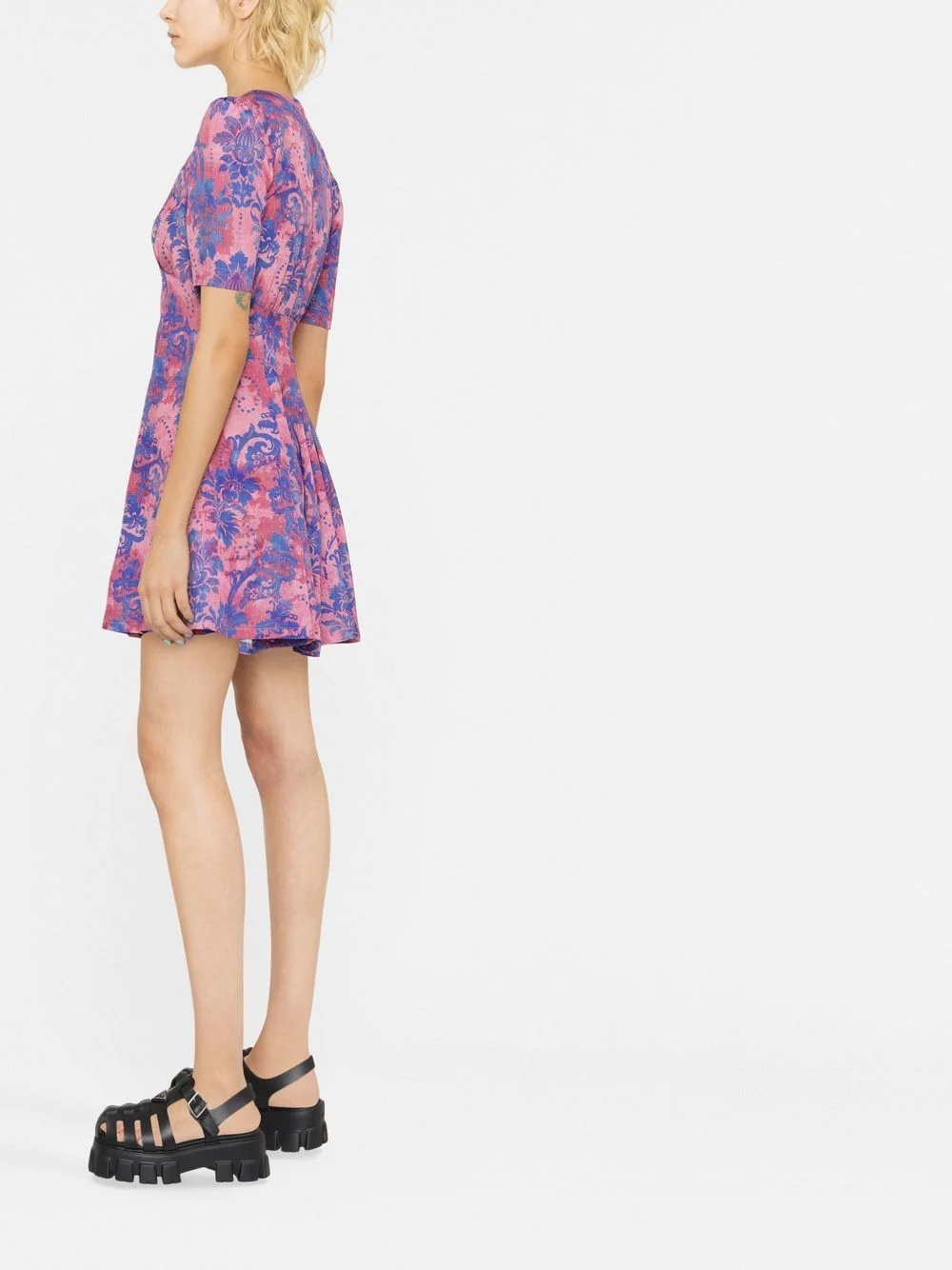 floral-print flared mini dress - 3