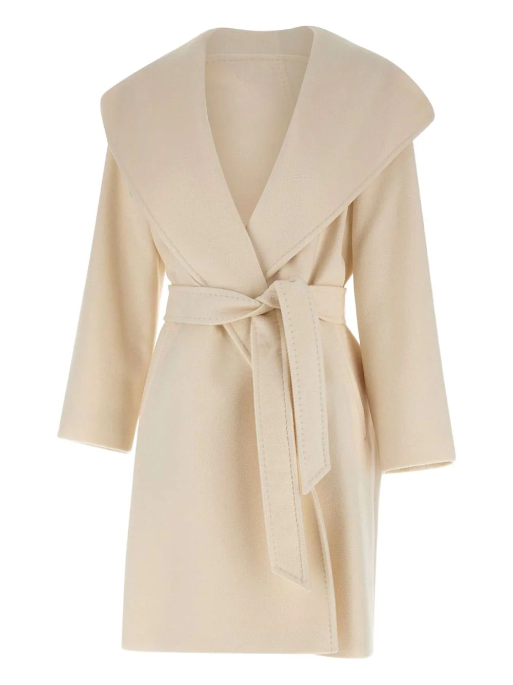 hooded belted wool coat - 1