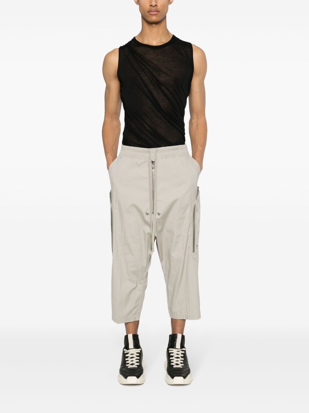 drawstring-fastening cropped trousers - 2