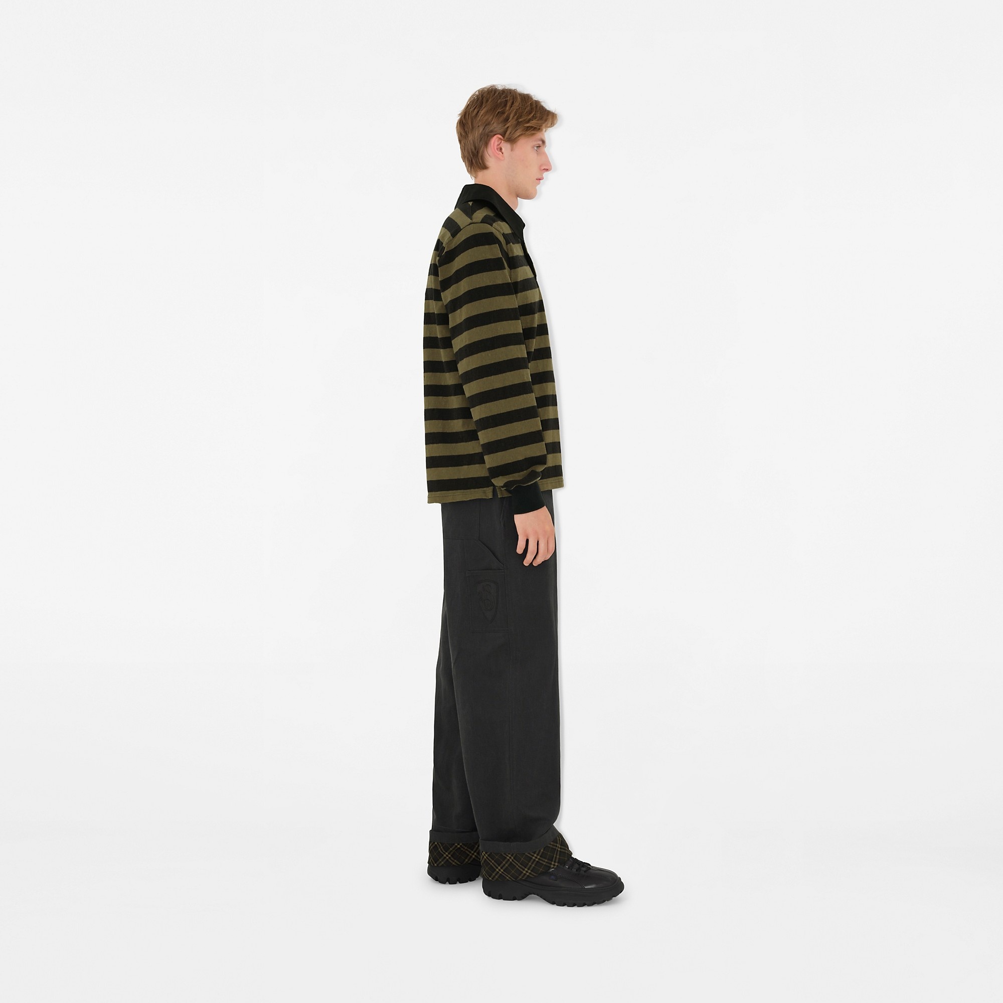 Long-sleeve Striped Cotton Polo Shirt - 3