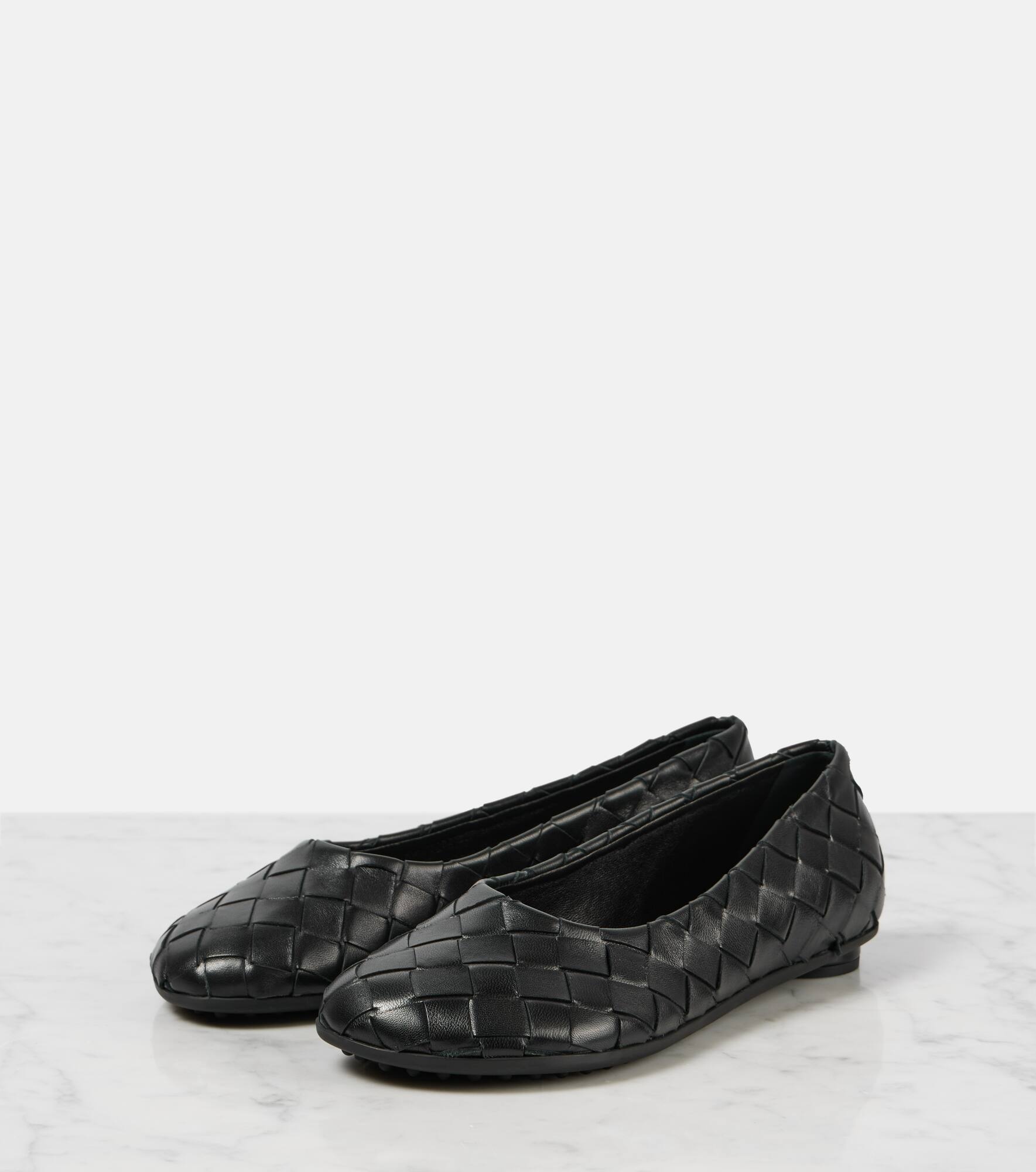 Intrecciato leather ballet flats - 4