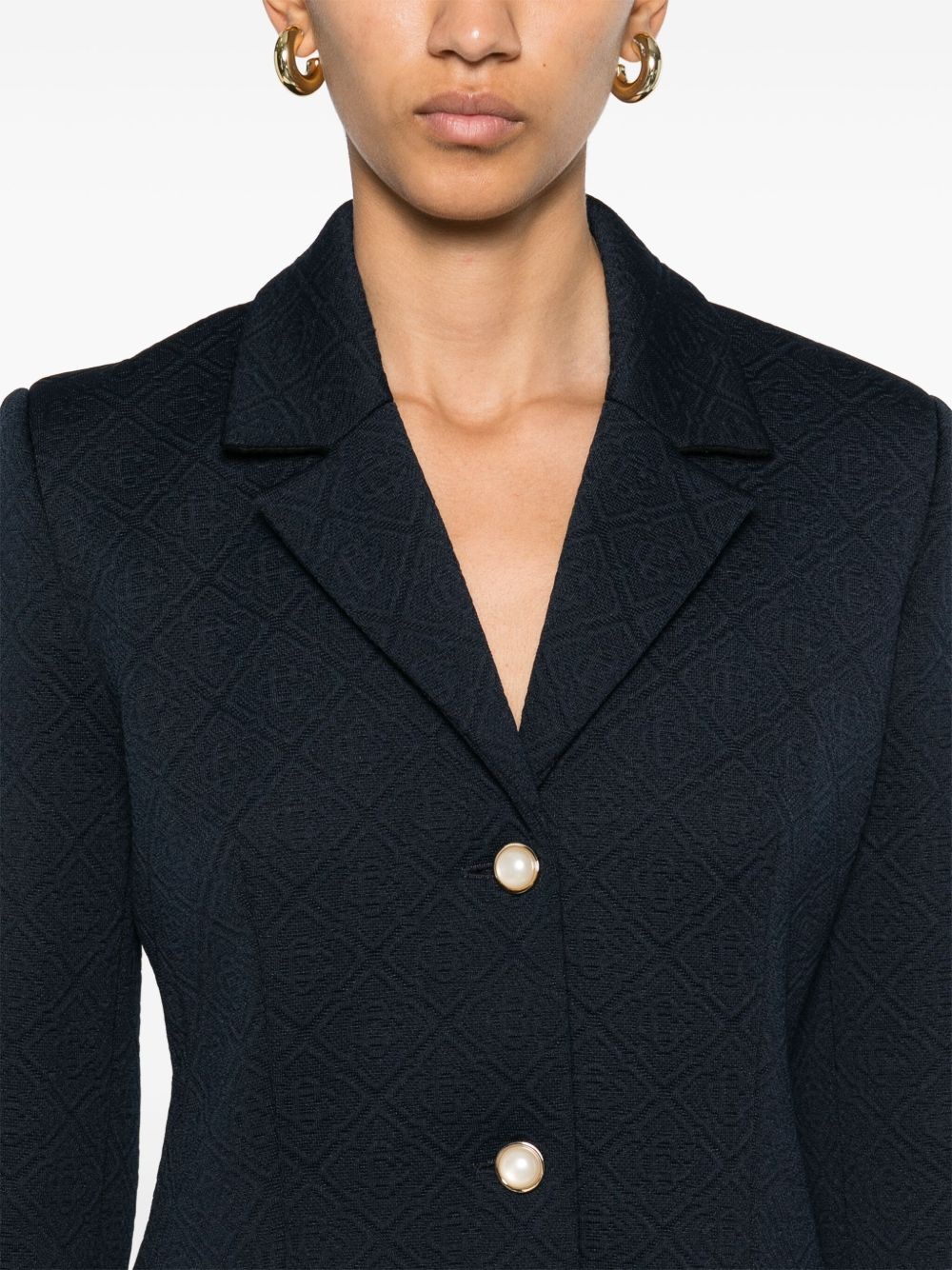 monogram-jacquard single-breasted jacket - 5