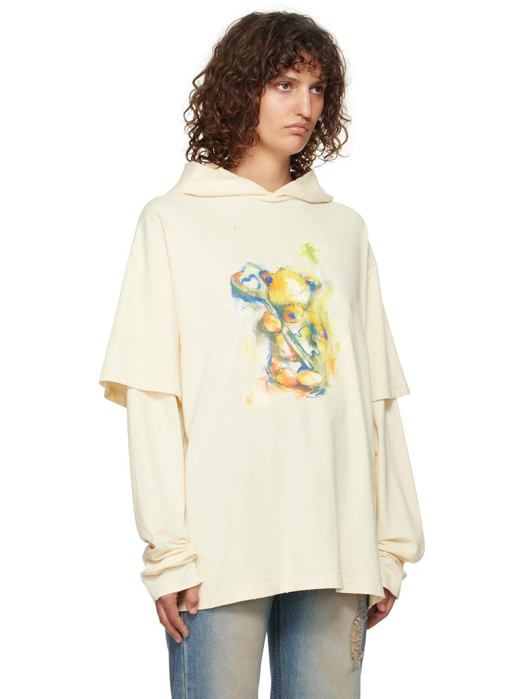 Beige Teddy Bear Layered Hoodie - 2