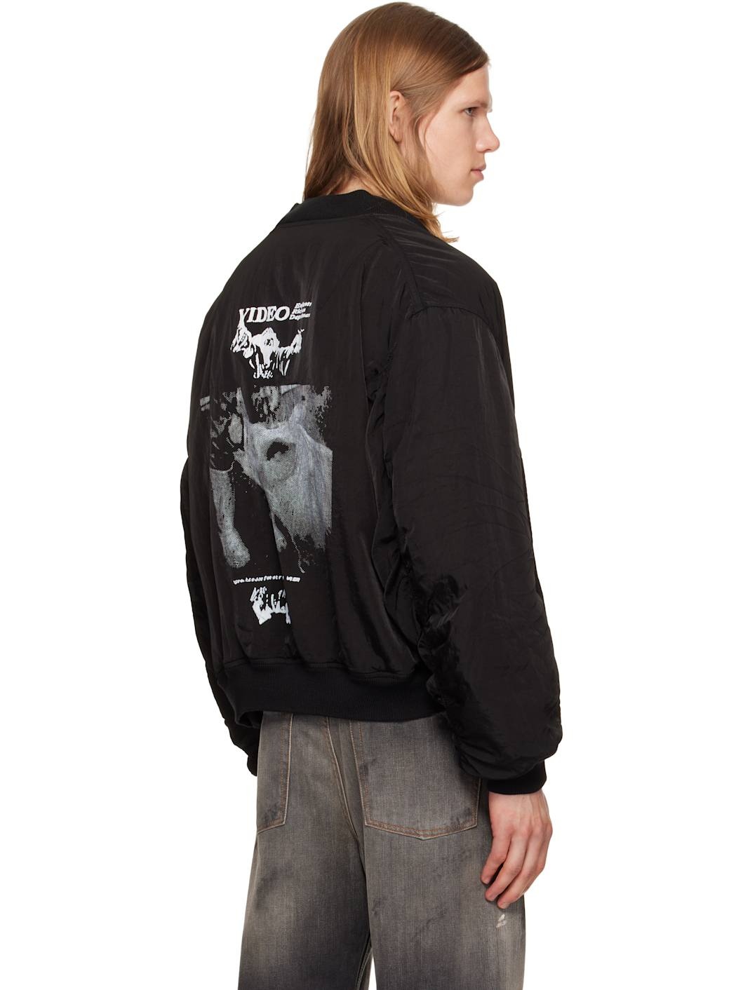 Black 'Enfants Video' Bomber Jacket - 3