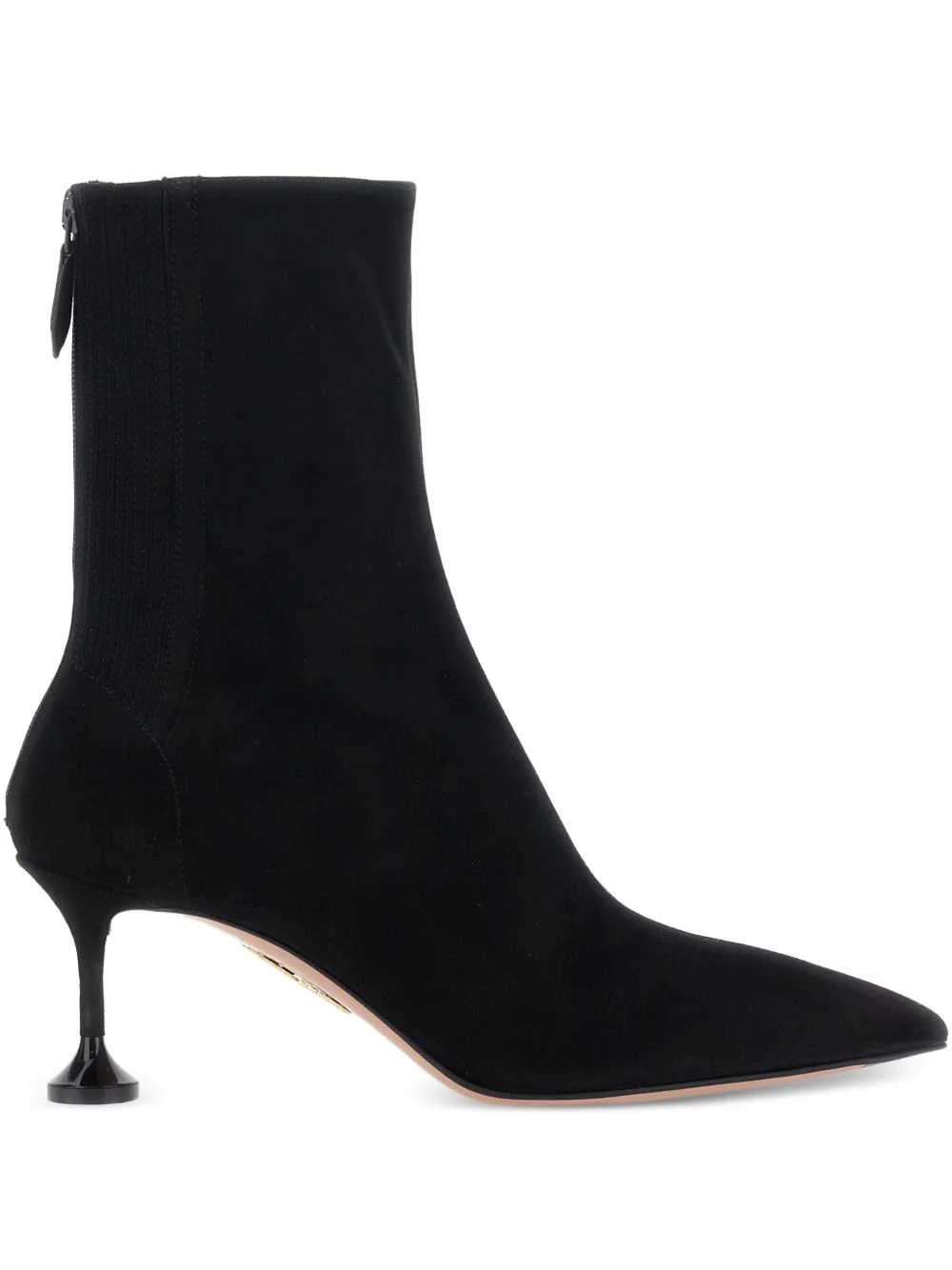 pointed toe zip suede boots - 1
