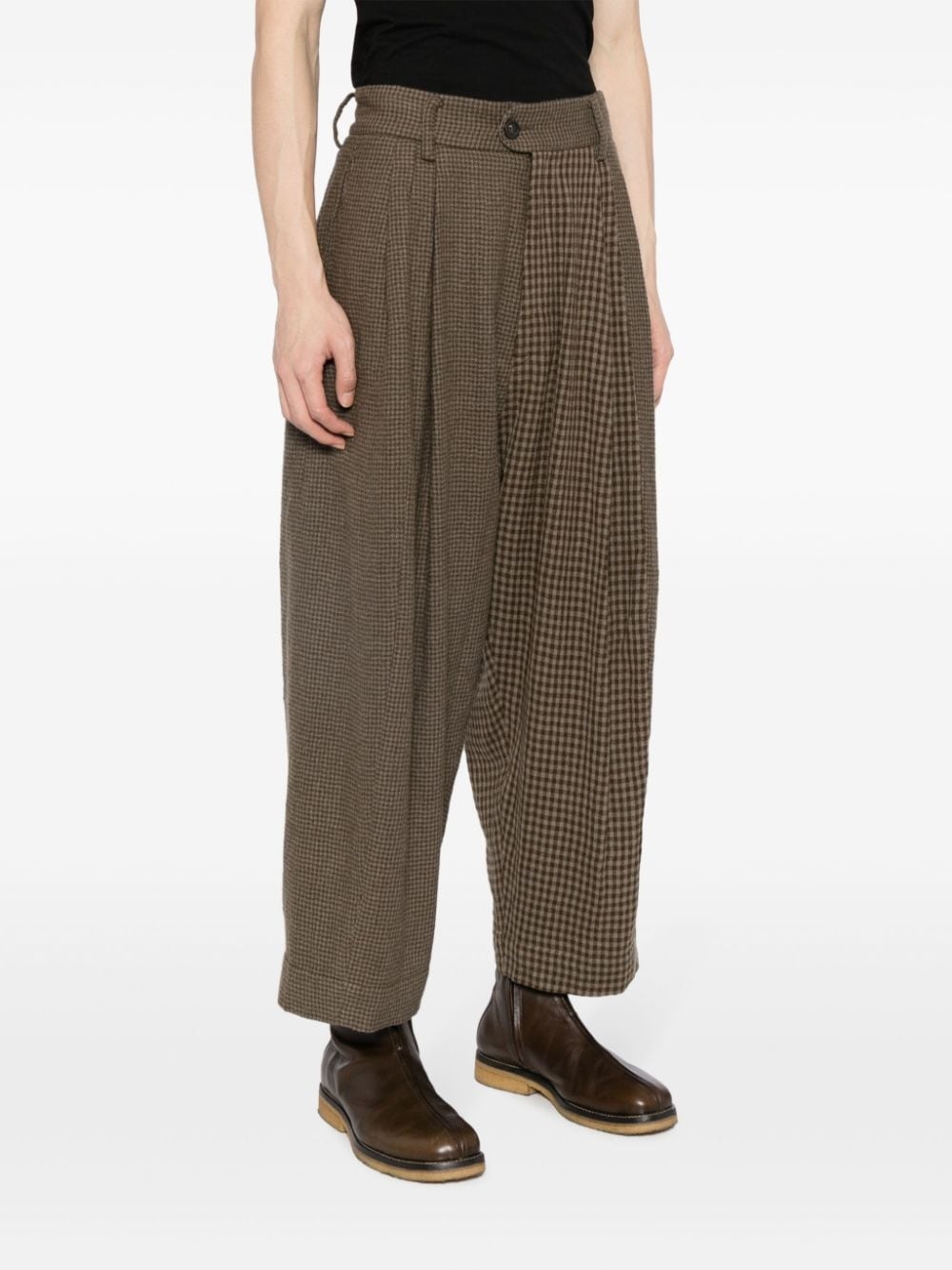 panelled pleated drop-crotch trousers - 3