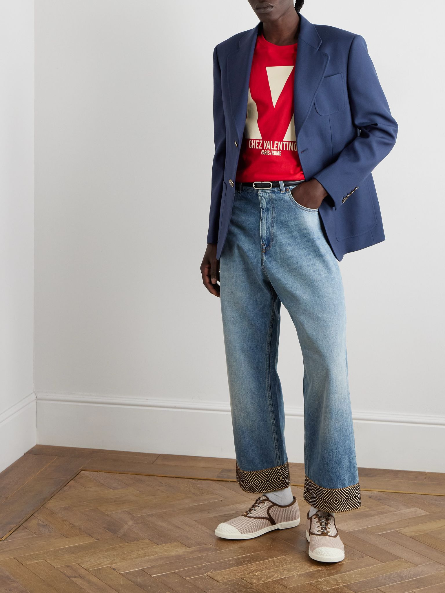 Slim-Fit Wool-Gabardine Blazer Blue - 2