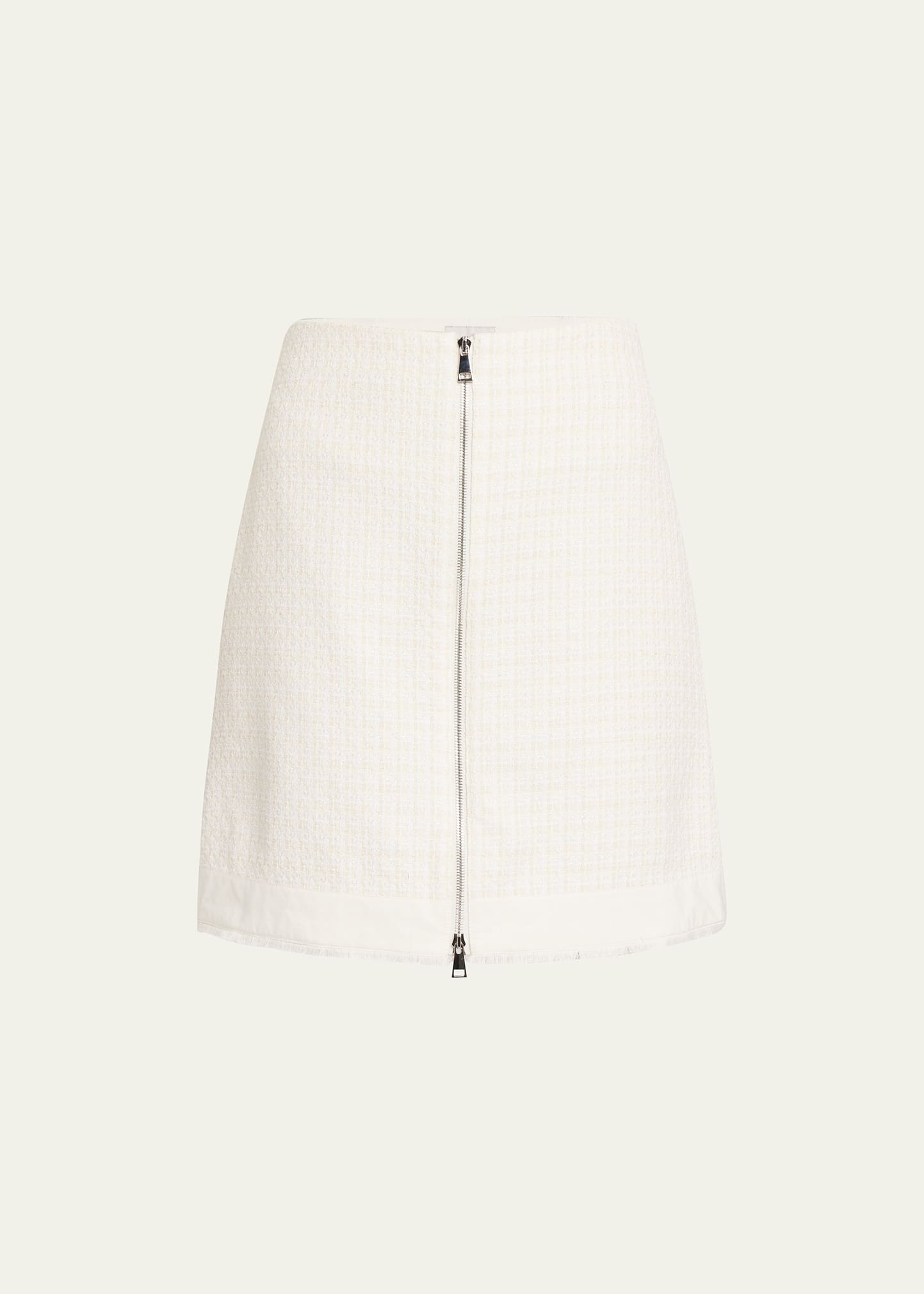 Zip-Front Tweed Short Skirt - 5