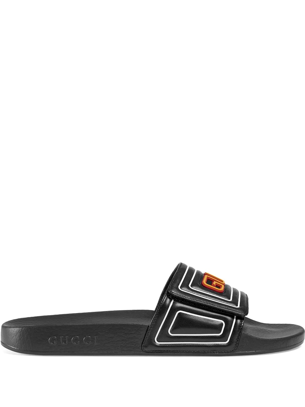 Gucci logo leather slide sandal - 1