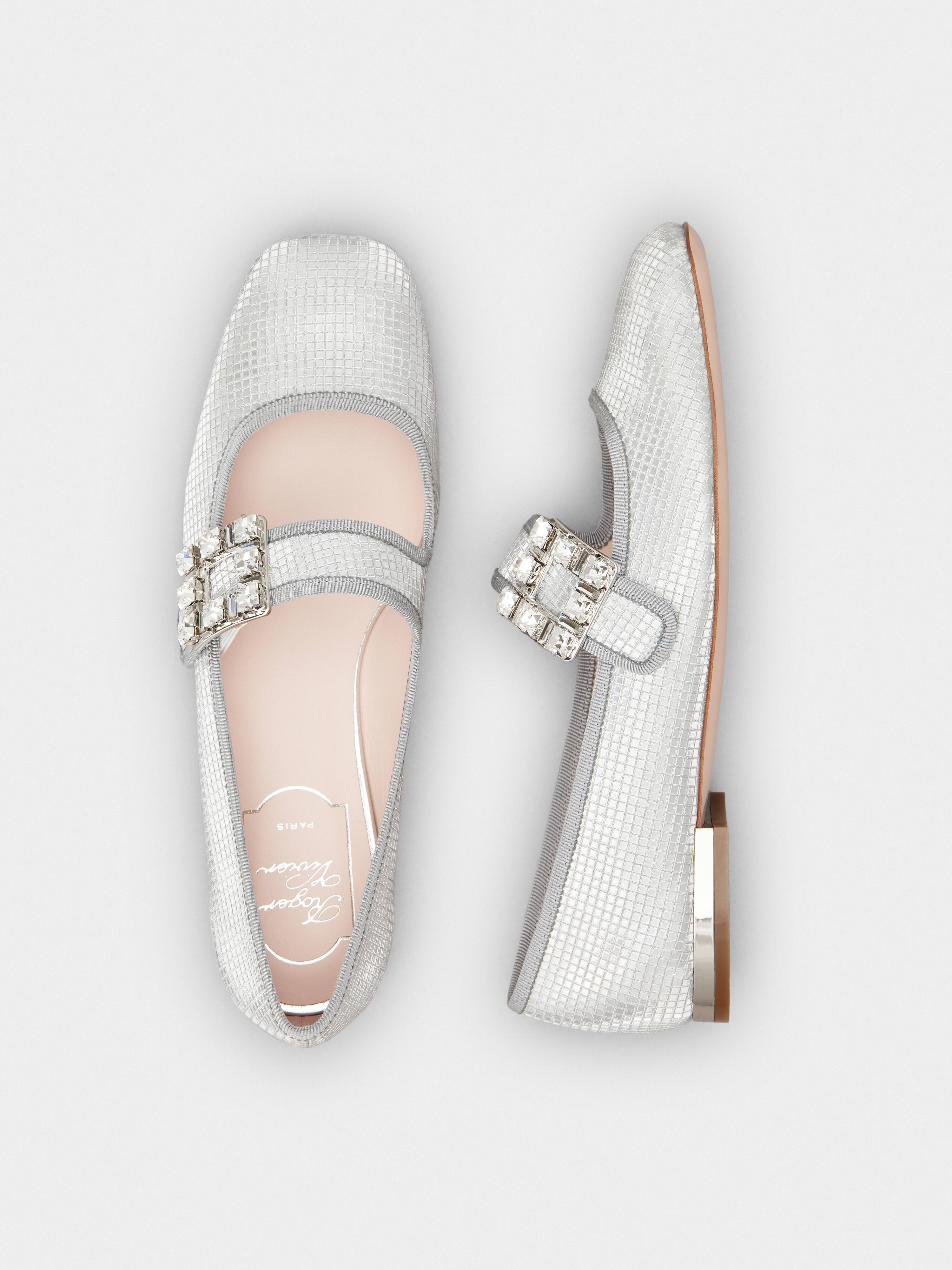 Trés Vivier Strass Buckle Babies Ballerinas in Fabric - 4