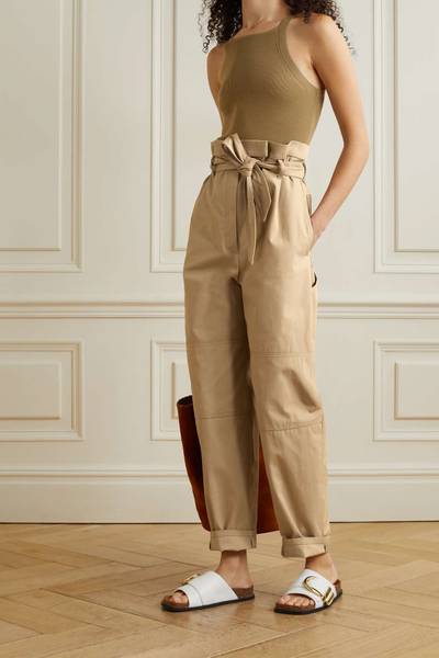 Max Mara Canossa belted cotton-blend twill tapered pants outlook