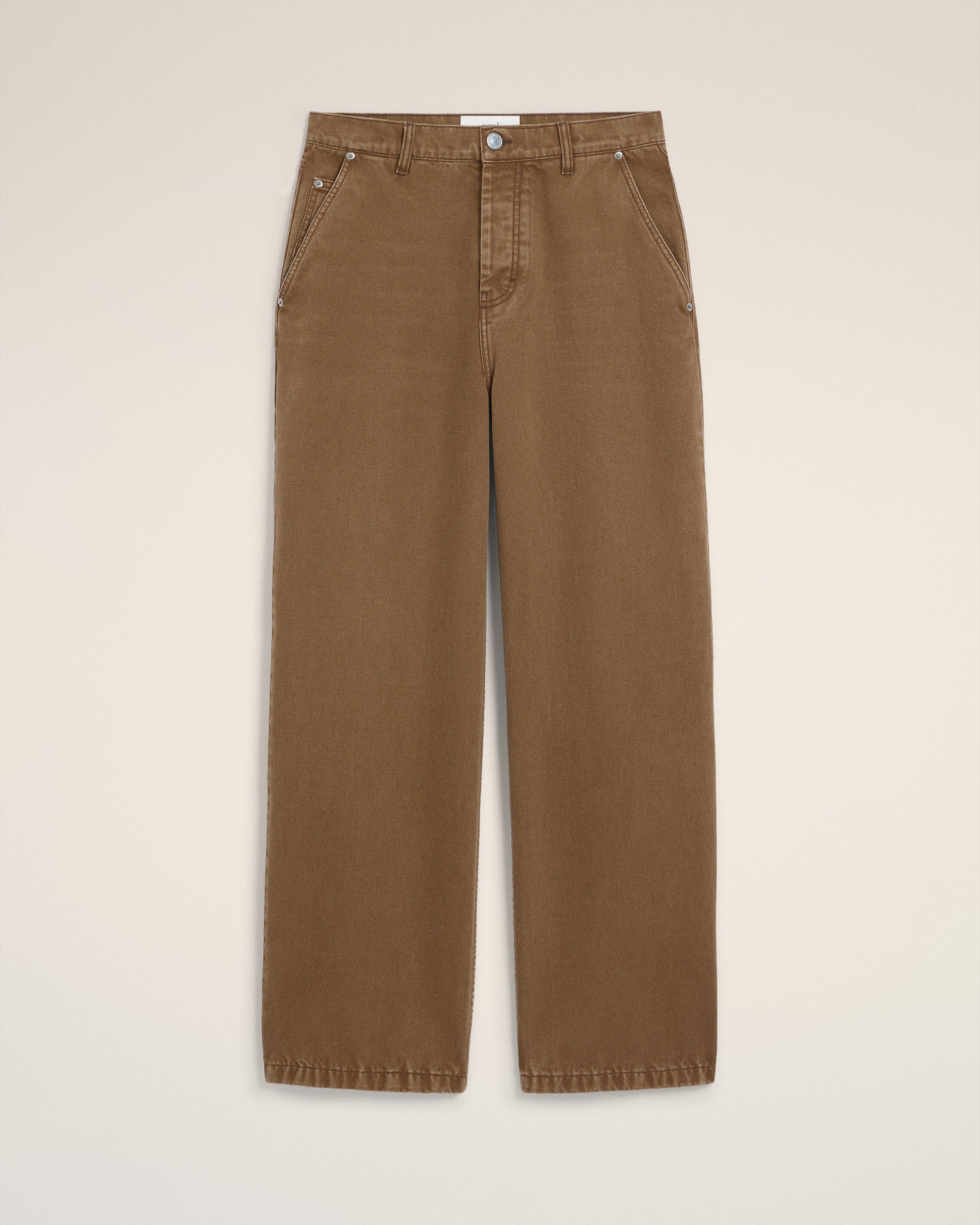 BROWN COTTON LARGE FIT JEANS - 1