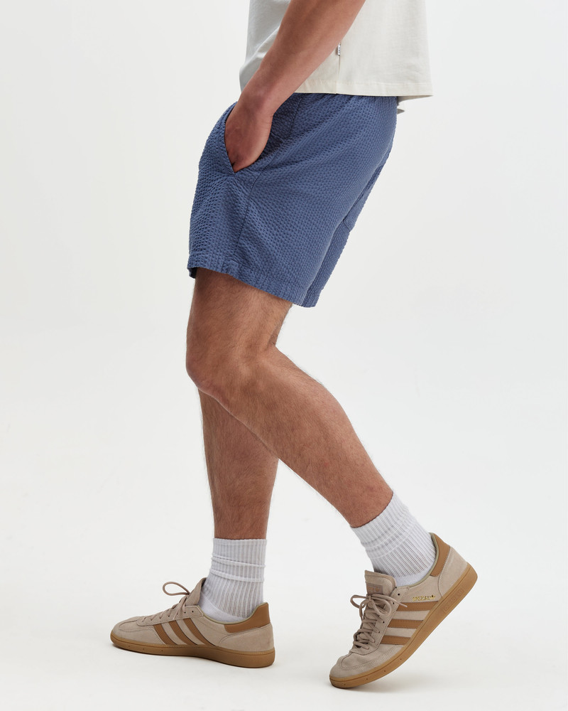 Mescal - Blue Cotton Seersucker Shorts 4