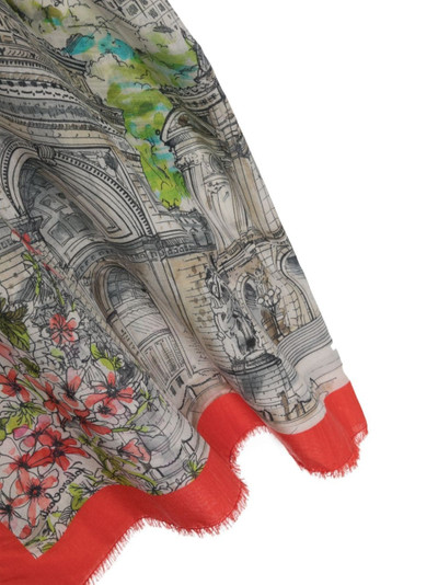 Faliero Sarti landscape-print scarf outlook