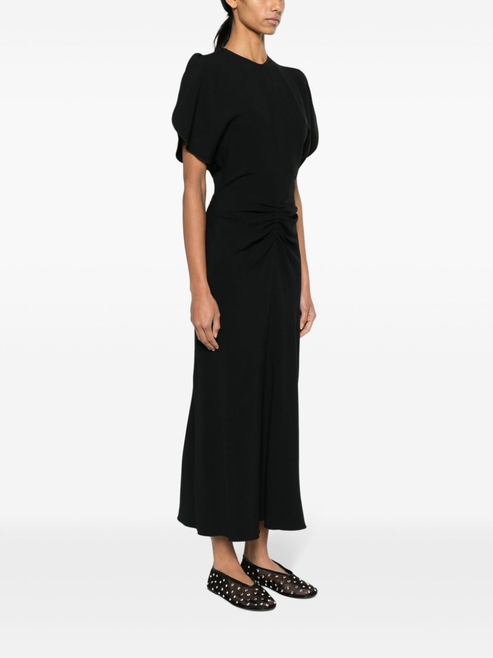 ruched-waist crepe midi dress - 3