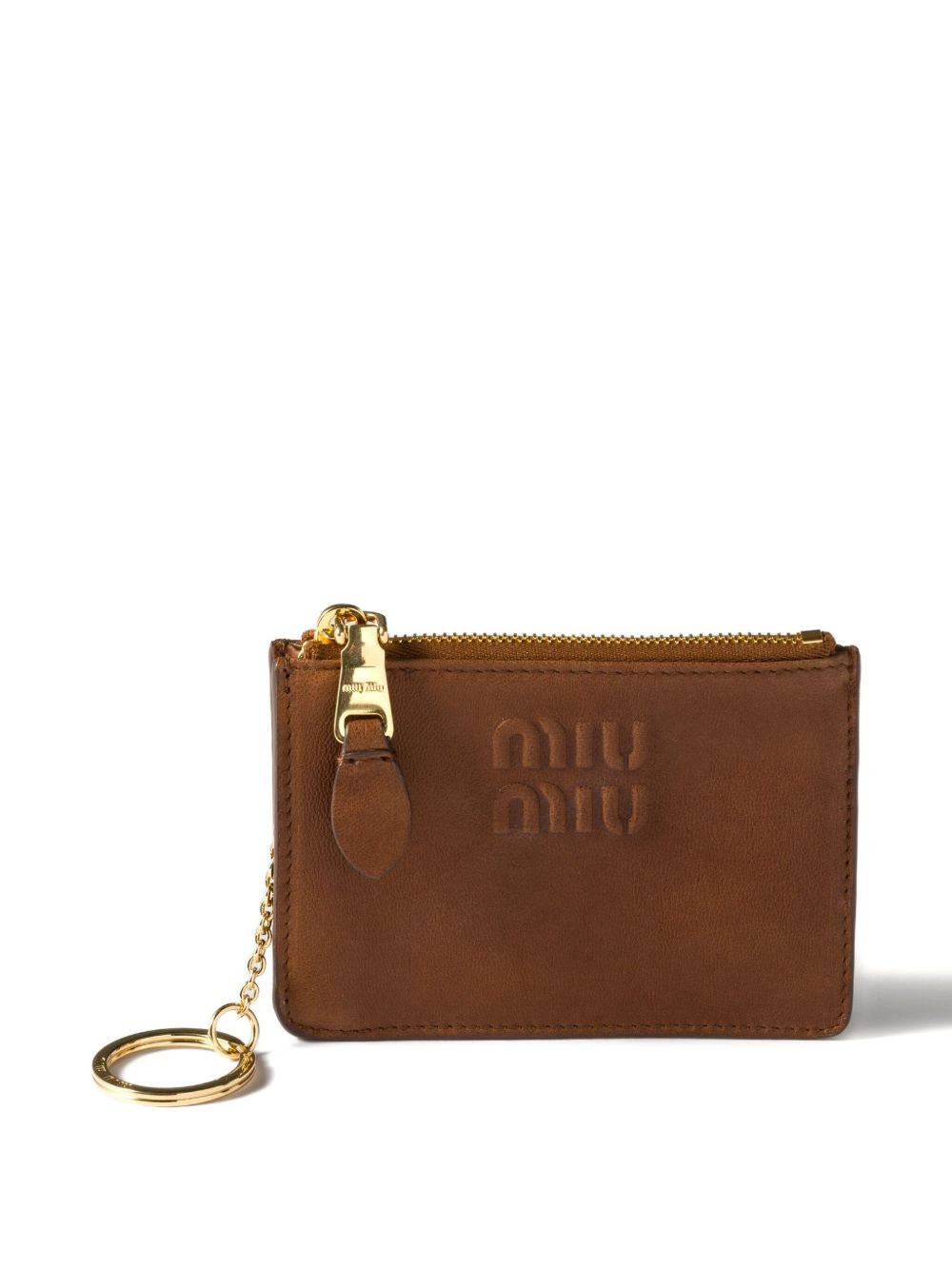 logo-embossed leather card holder - 3