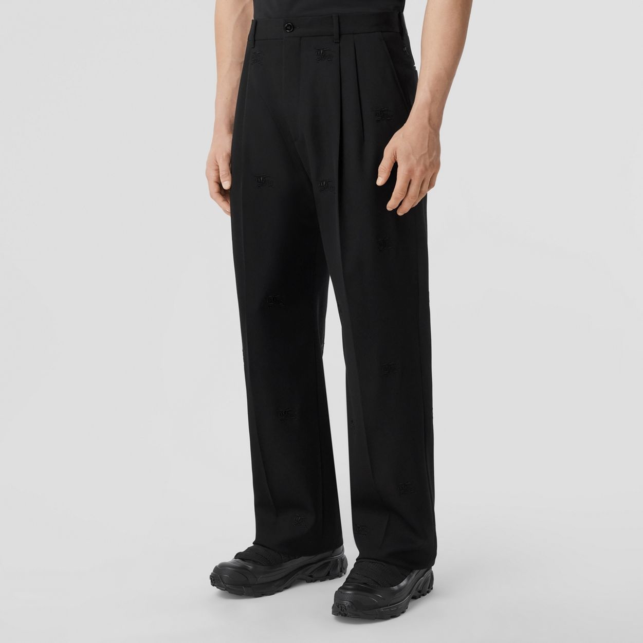 EKD Wool Wide-leg Pleated Trousers - 1