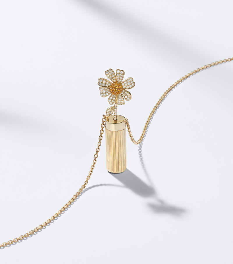 Vase Berlingot and Daisy 9kt gold pendant necklace with diamonds and citrines 5