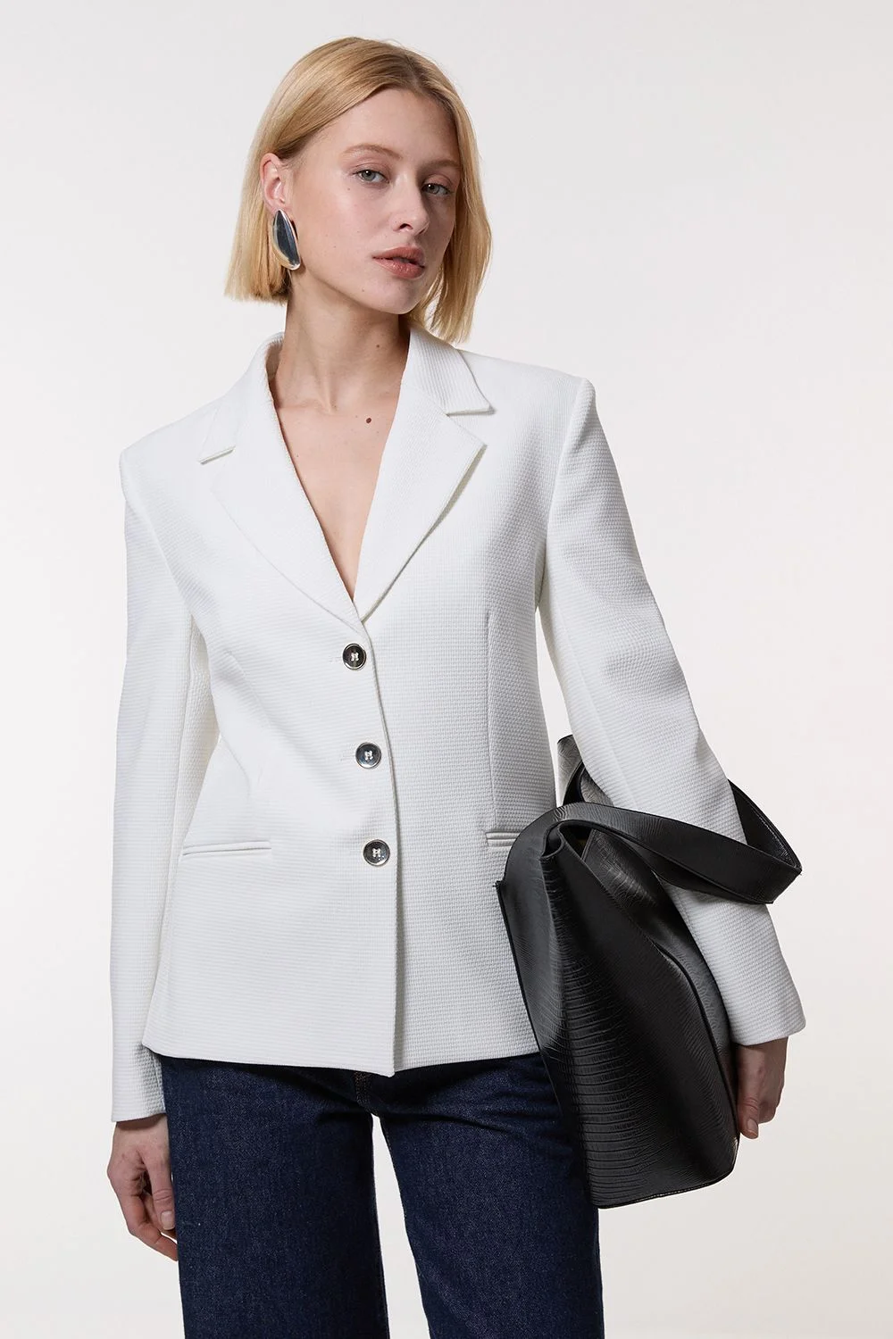 Tailored Textured Single Breasted Jacket - 1
