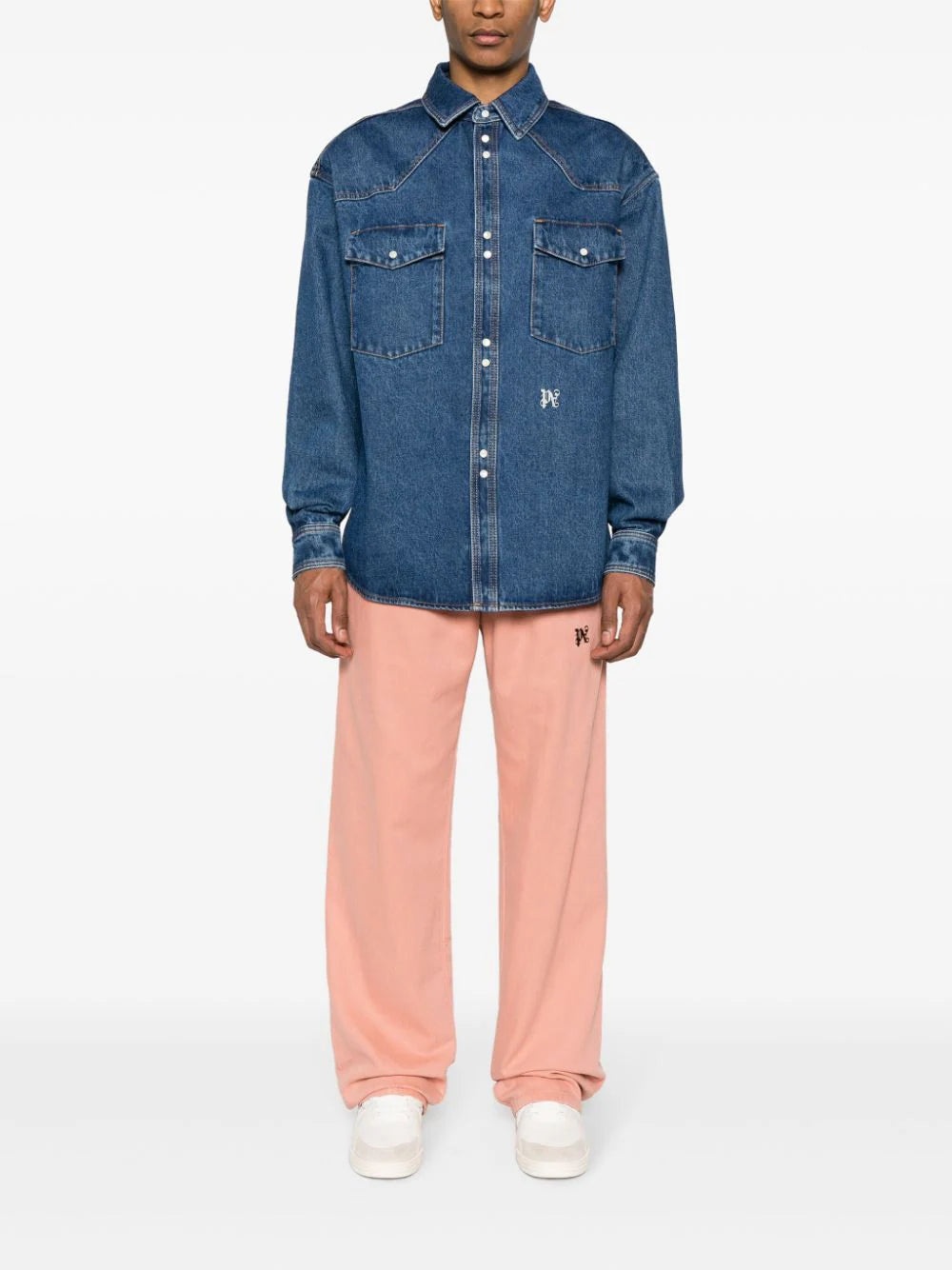 LOGO-EMBROIDERED DENIM SHIRT - 2