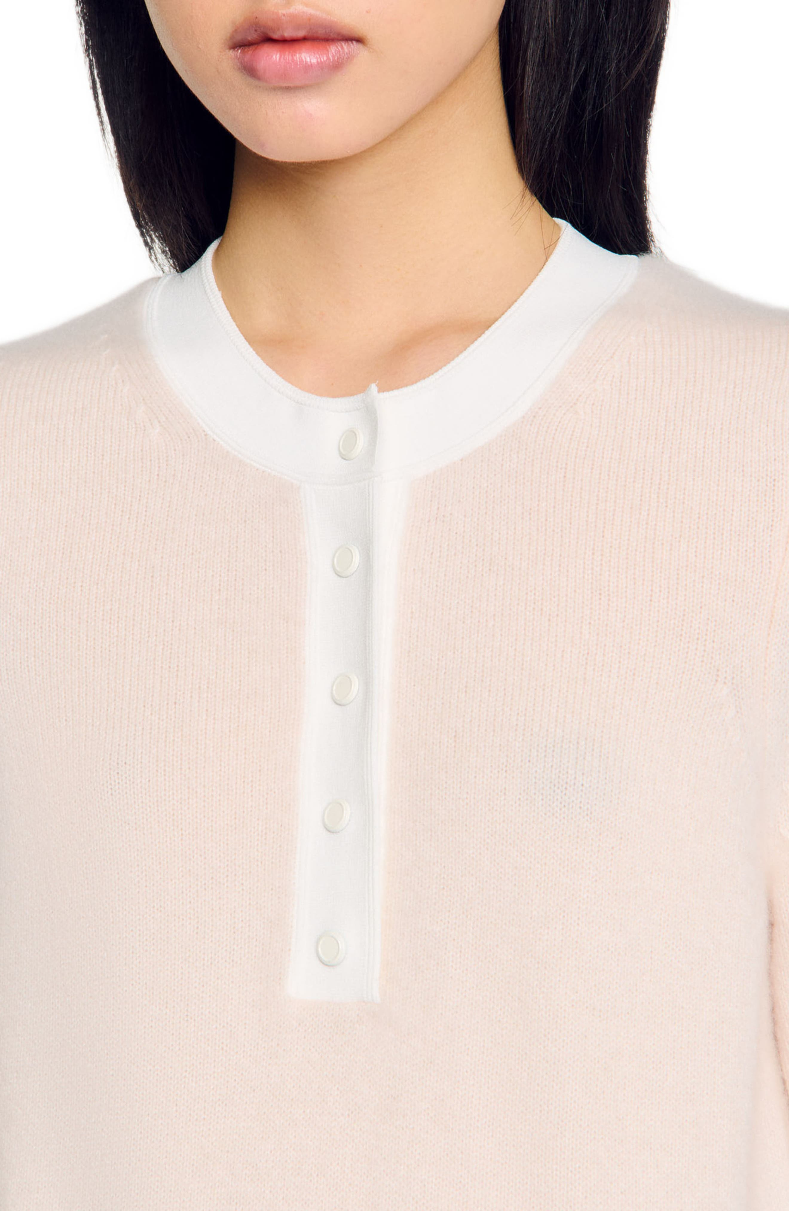SANDRO Wool and cashmere sweater in Nude at Nordstrom - 4