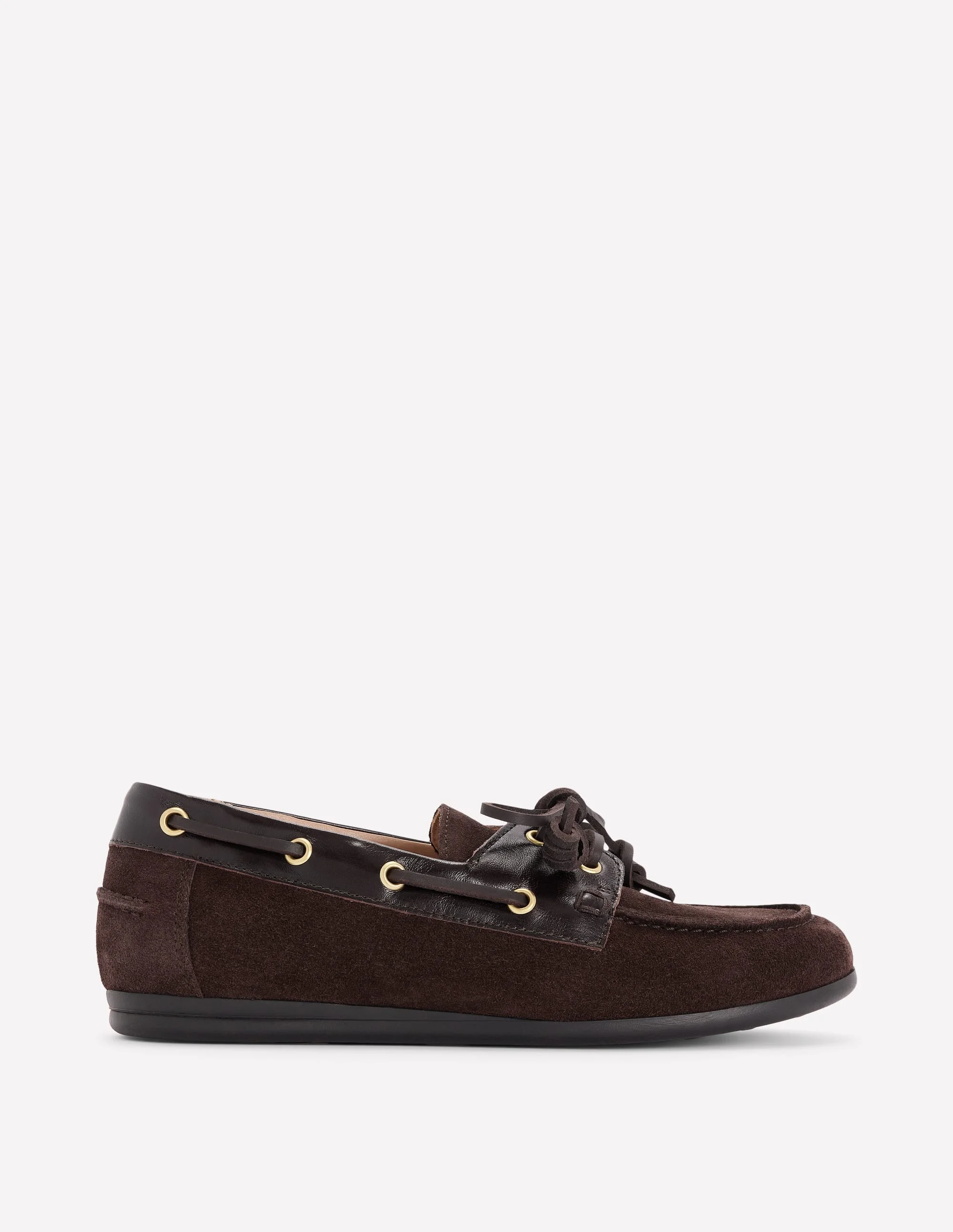 Lace-Up Boat Shoes-Bitter Chocolate - 1
