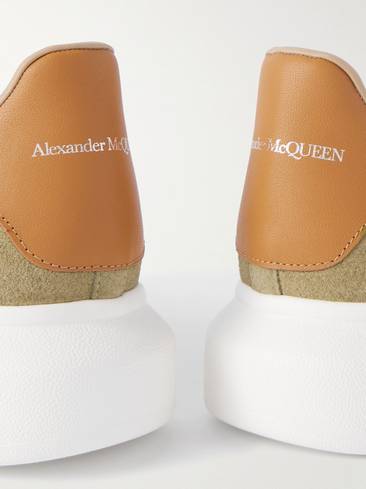 Leather-Trimmed Suede Sneakers Camel - 5