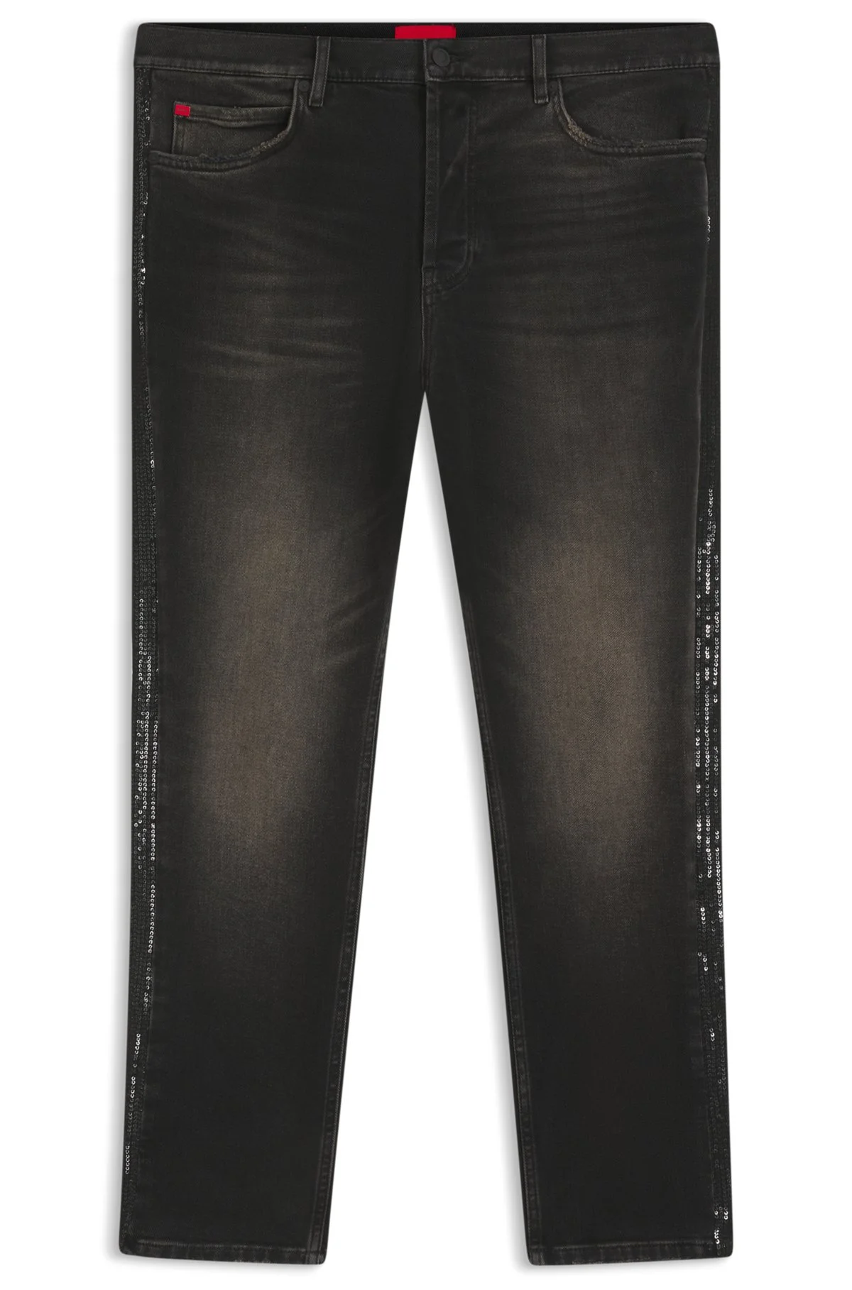 GREY TAPERED-FIT JEANS IN STRETCH DENIM - 1