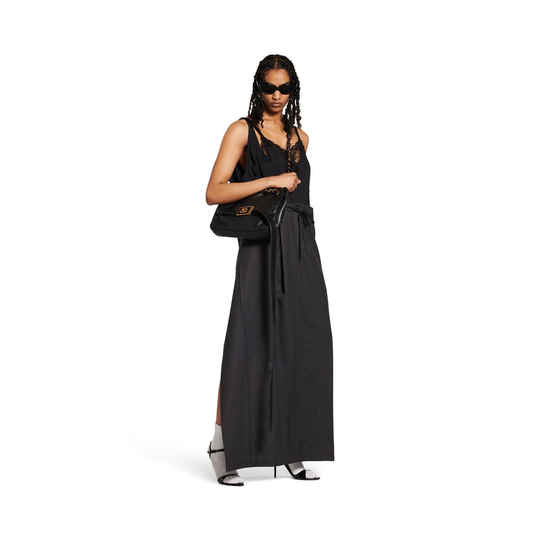 Women's Patched Slip Dress in Black - 2