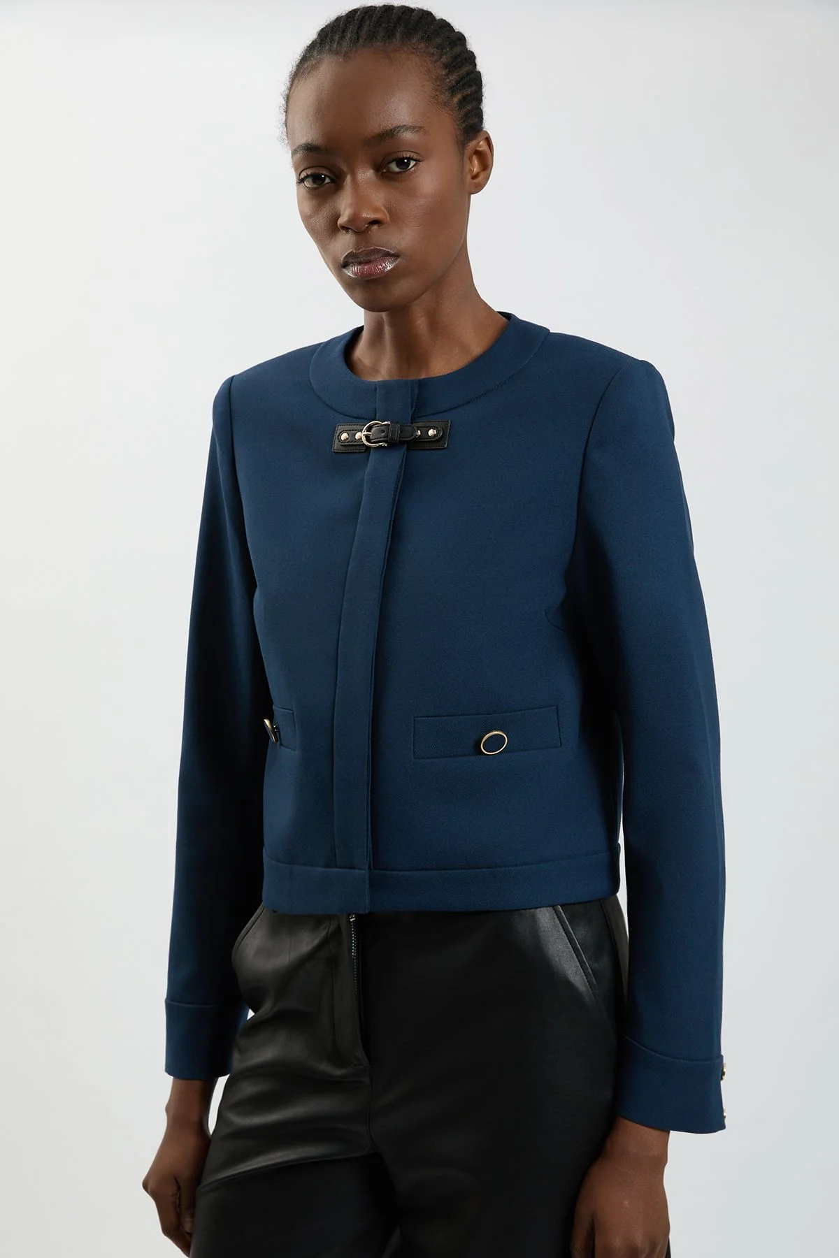 Trim Contrast Tailored Jacket - 1