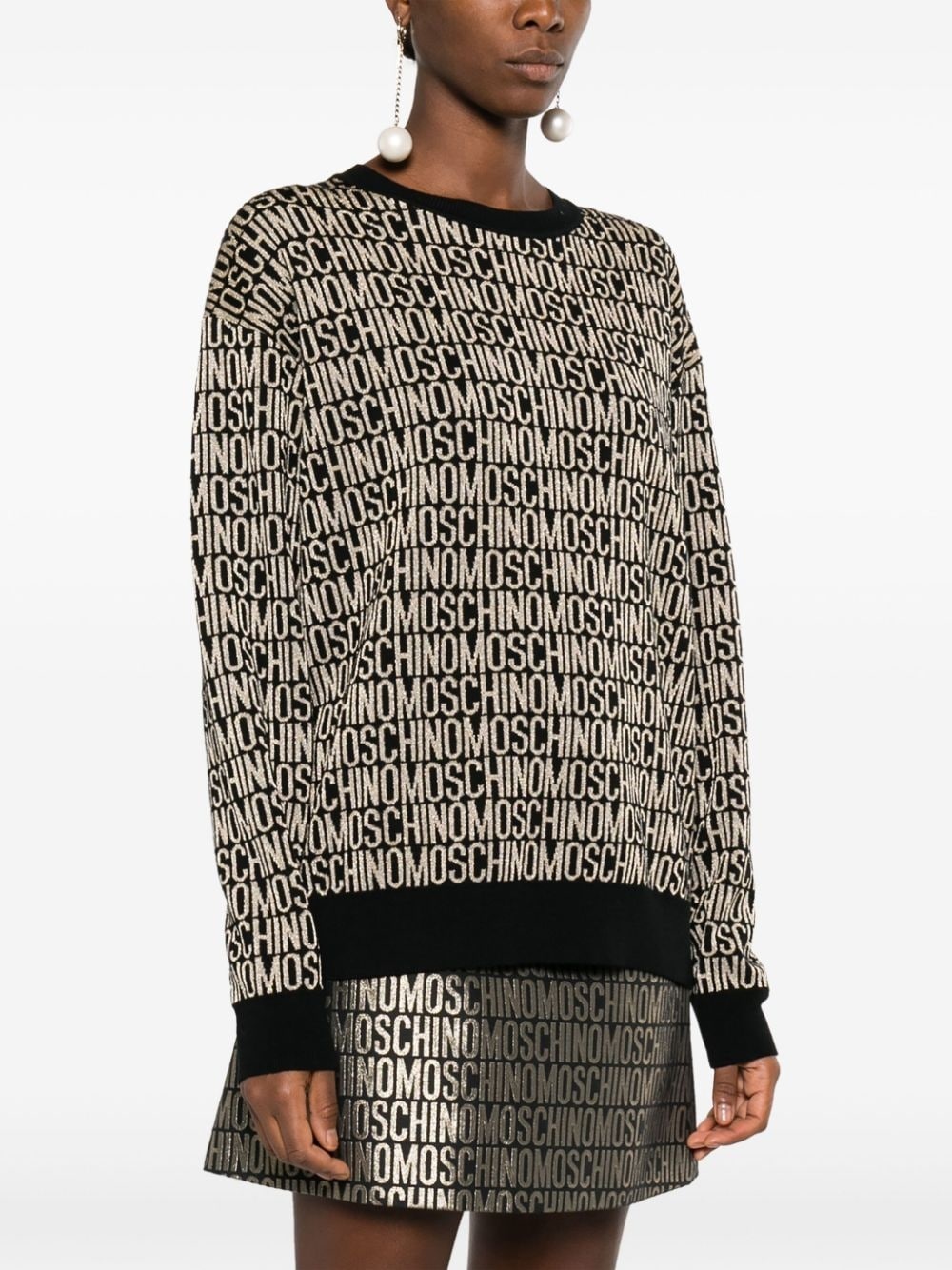 logo-jacquard virgin wool jumper - 3