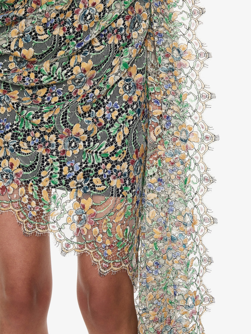 Hand Painted Draped Lace Mini Dress 5