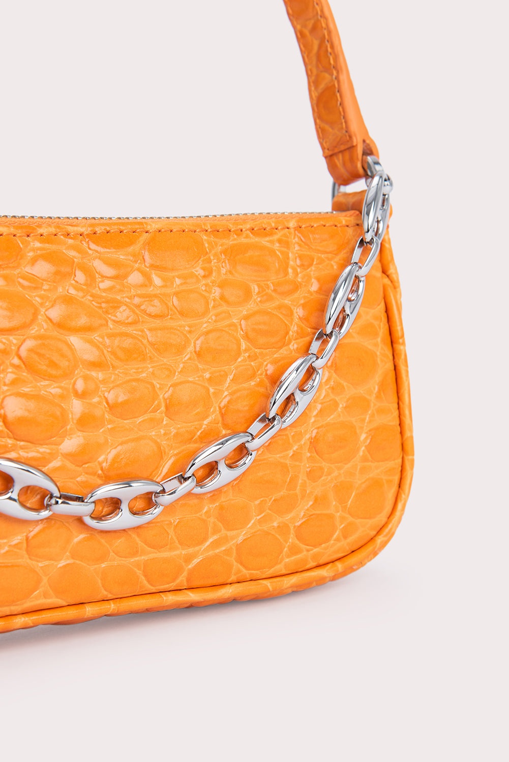 Mini Rachel Orange Circular Croco Embossed Leather - 5