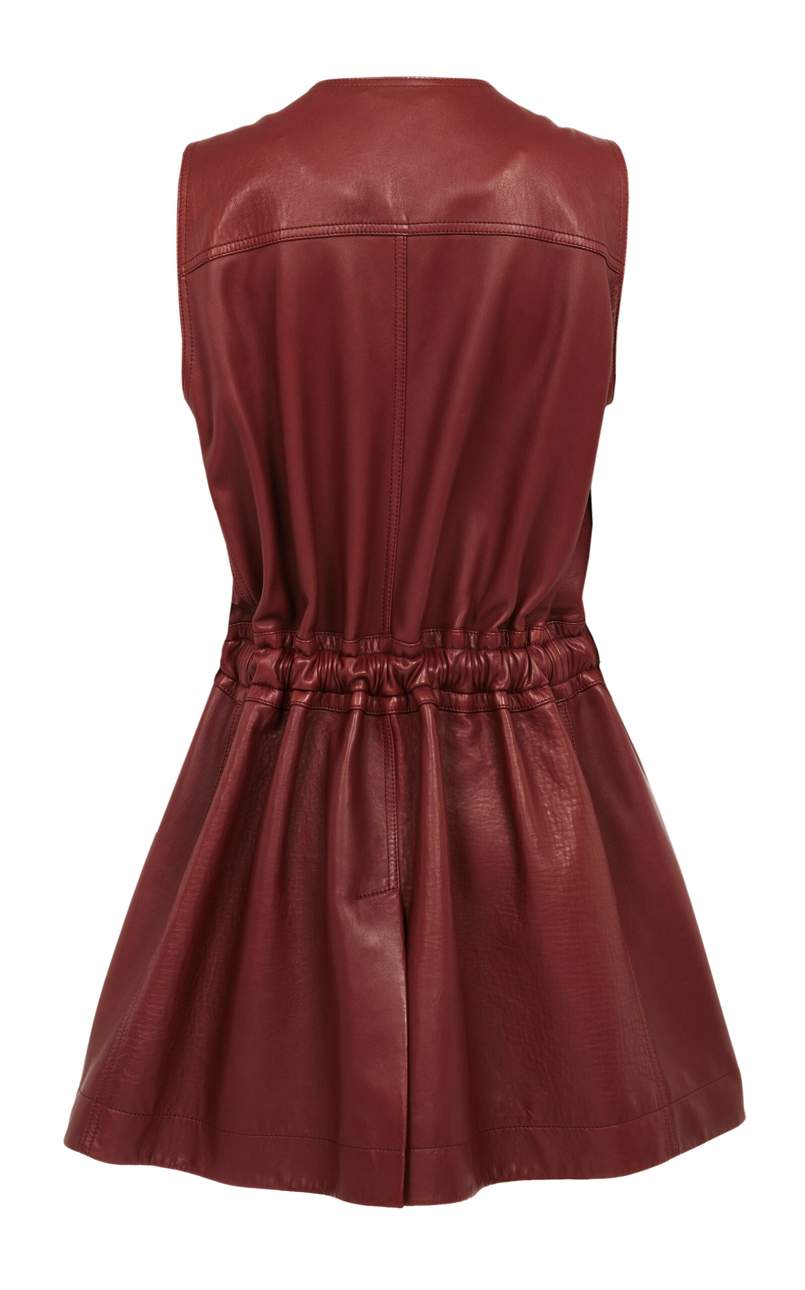 Oversized Plonge Leather Utility Vest burgundy - 5